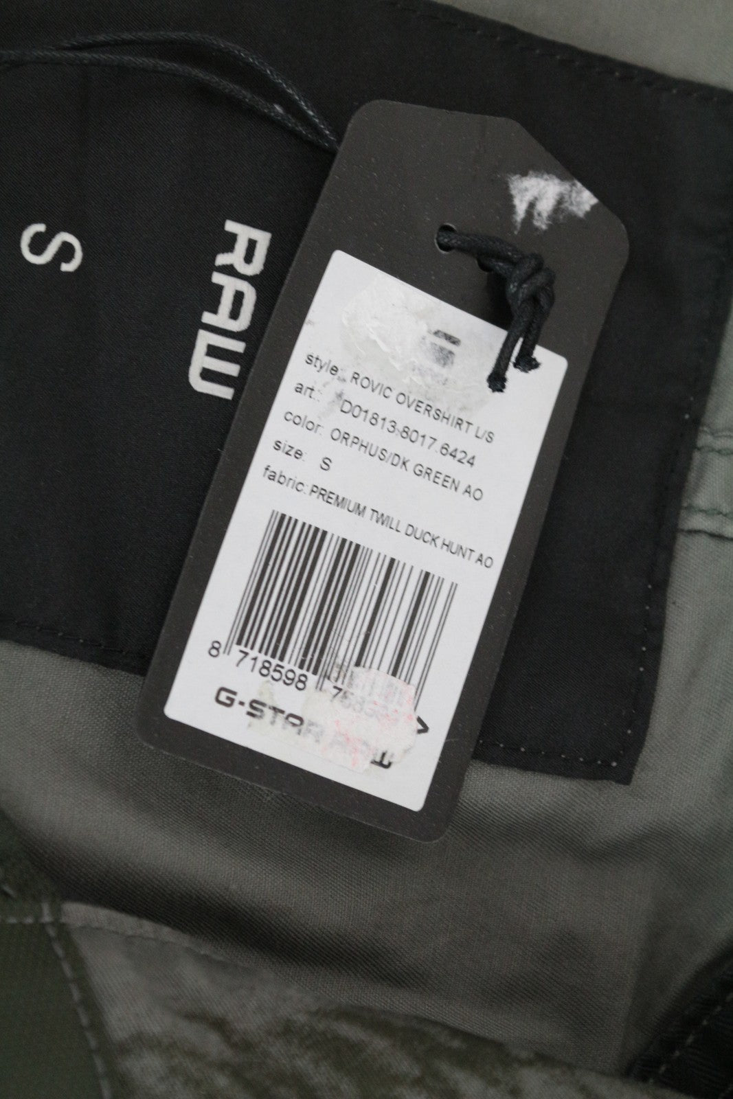 G-STAR vyriška striukė su užtrauktuku ir „Duck Hunt Twill Melange“ marškinėliais, žalia, raštuota 