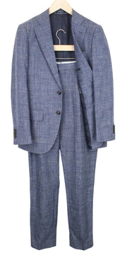SUITSUPPLY Lazio Men's Suit UK36R Blue Glen Check Wool Silk Linen 2-Piece Look