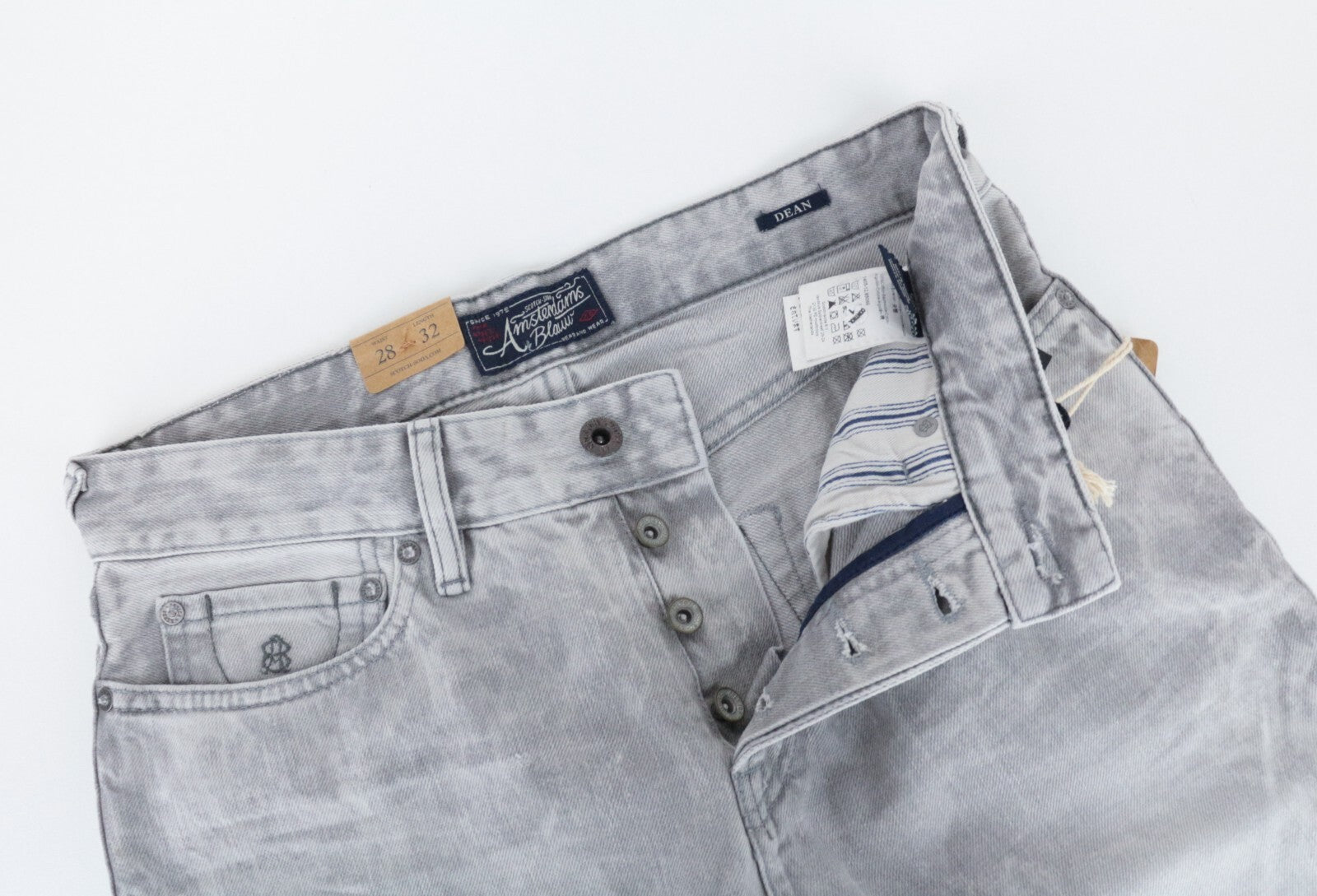 SCOTCH &amp; SODA Dean vyriški džinsai W28/L32 pilki, laisvai siaurėjantys, netamprūs. 