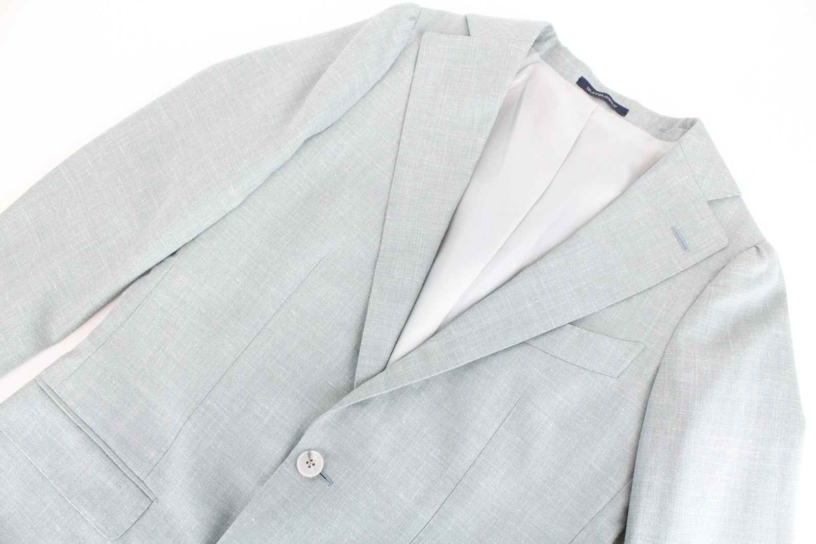 SUITSUPPLY La Spalla Men's Blazer UK32R Green Wool Silk Linen Slim Melange Fit