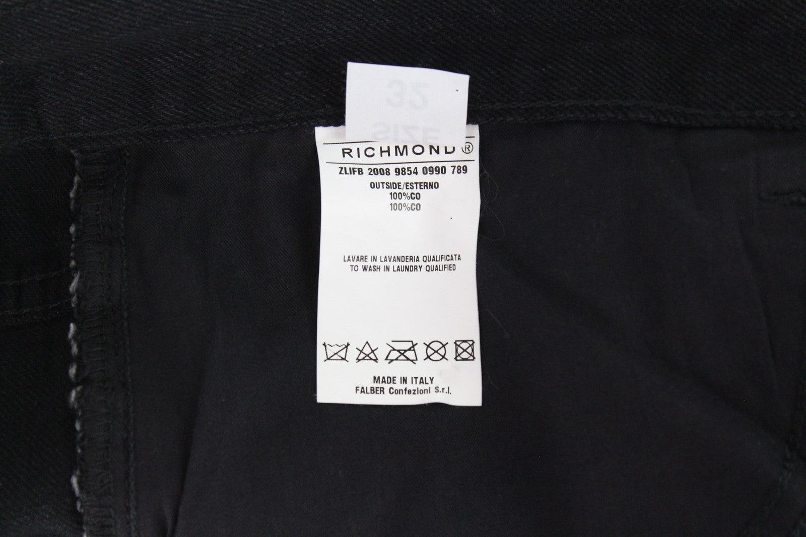 RICHMOND vyriški džinsai IT32 juodi, aptempti, klasikinio stiliaus, žemo liemens, su sagomis 