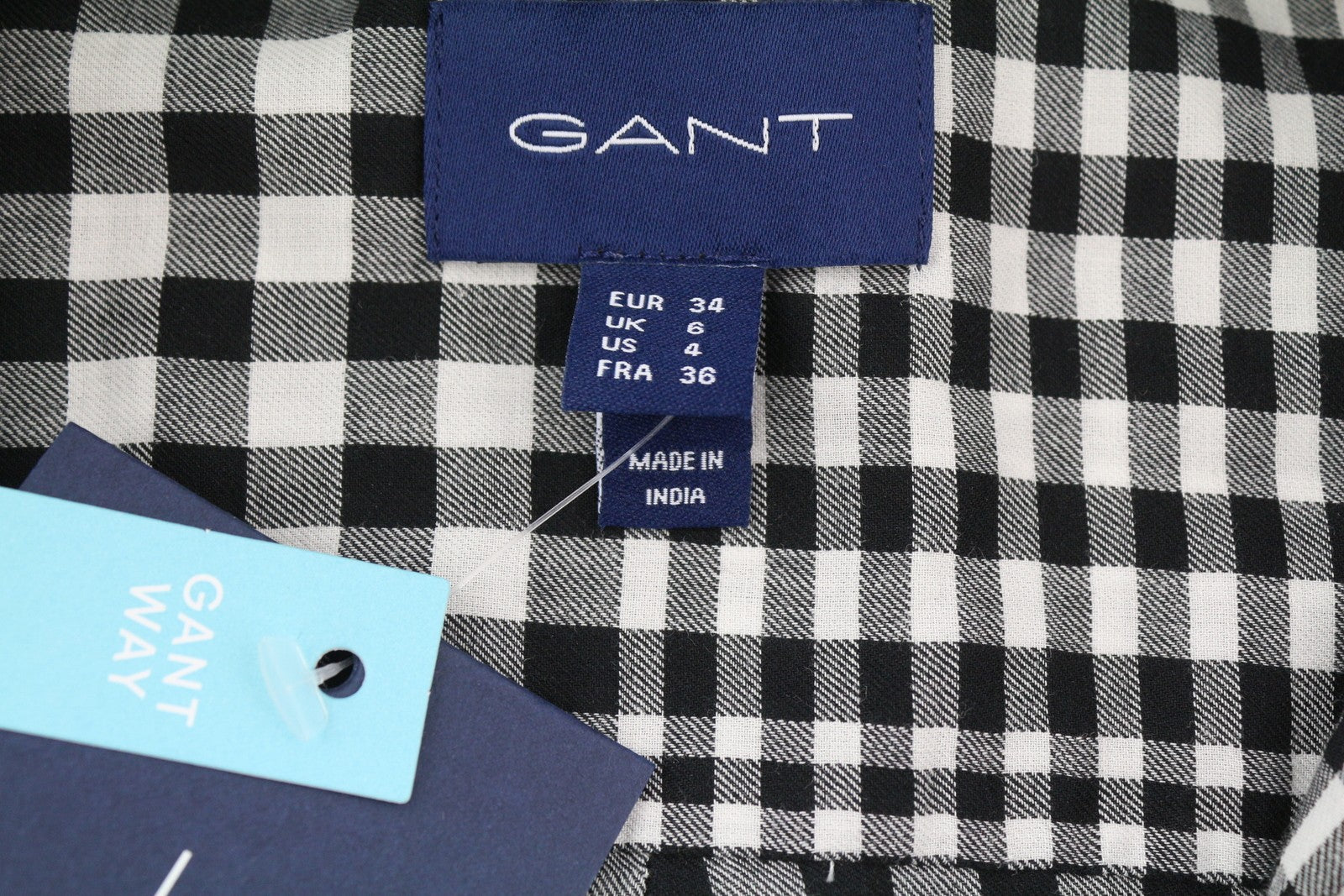 GANT „Houndstooth Relaxed“ moteriški marškinėliai, EU34, ploni flaneliniai, su sagomis ir platėjančia apykakle 