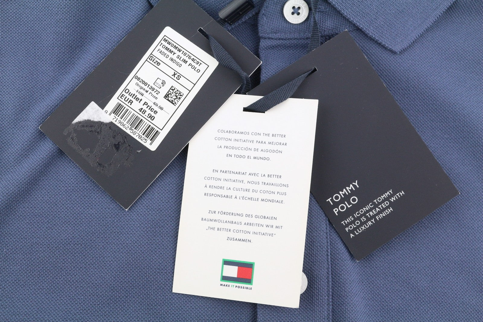 TOMMY HILFIGER Slim Polo vyriški marškinėliai XS dydžio, išblukusi mėlyna, trumpomis rankovėmis, medvilniniai, rekomenduojama kaina – 69 € 