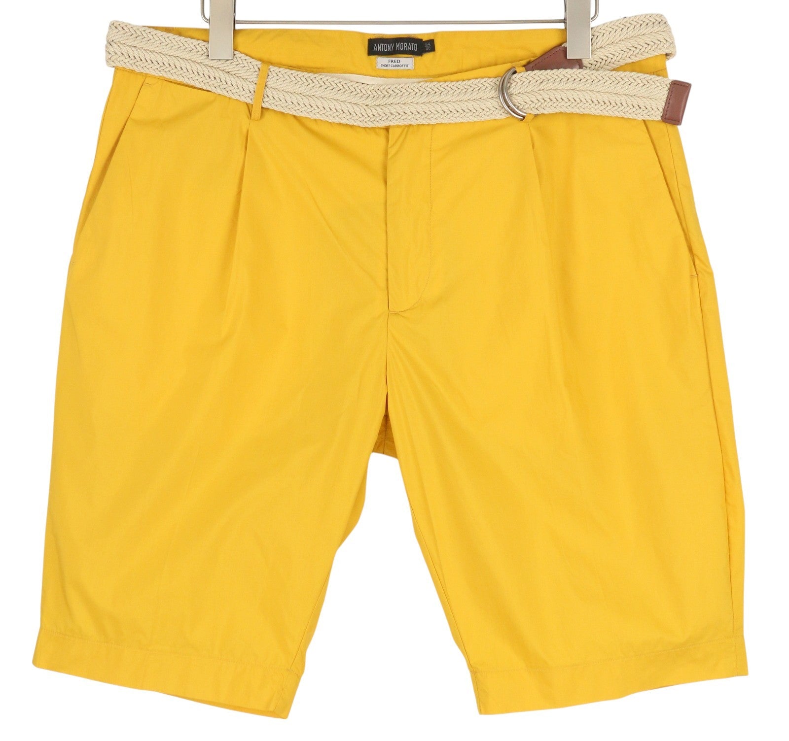 ANTONY MORATO Fred Men Shorts W40 Yellow Carrot Fit Chino Belted Pleated Logo