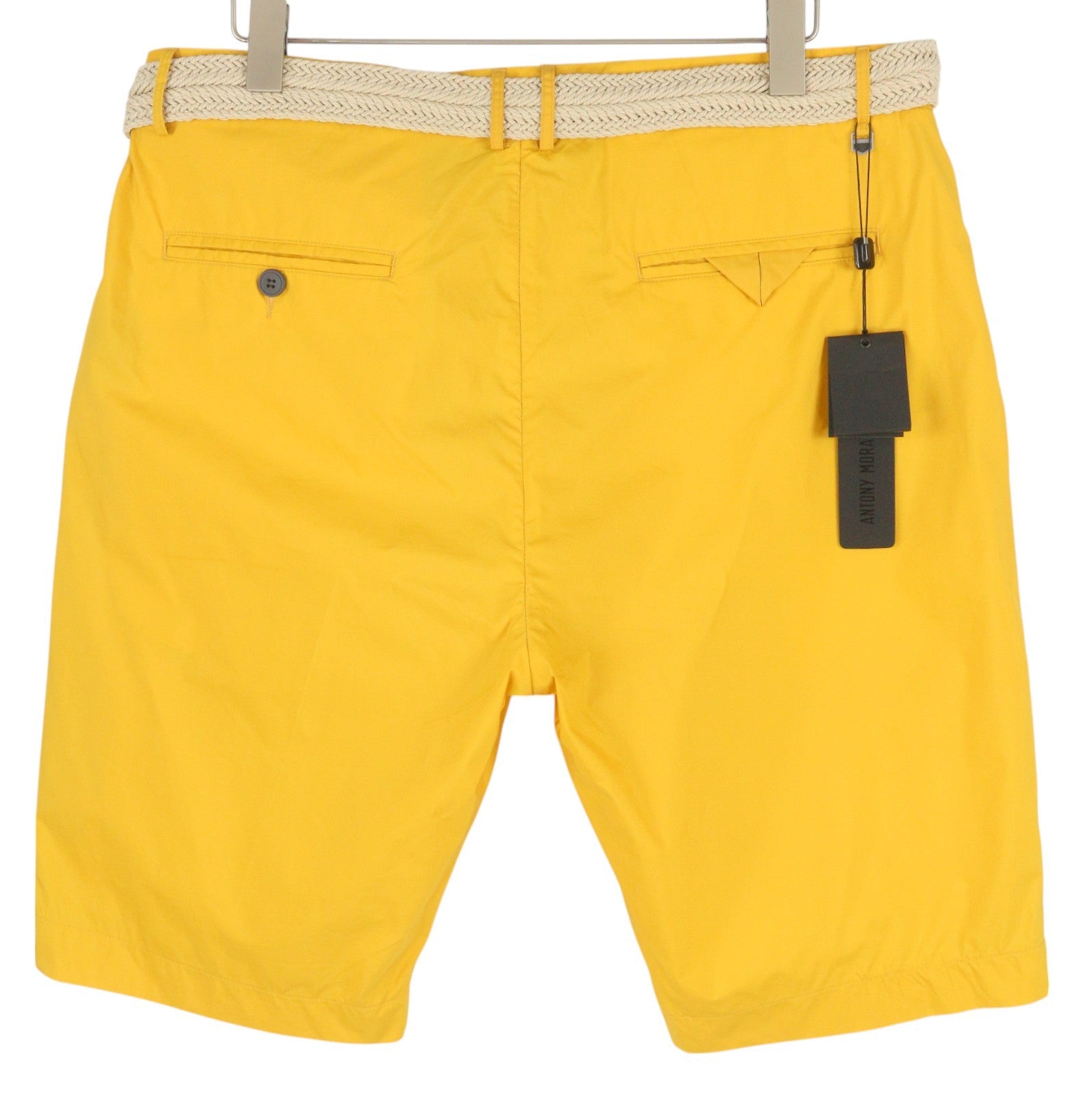 ANTONY MORATO Fred Men Shorts W40 Yellow Carrot Fit Chino Belted Pleated Logo