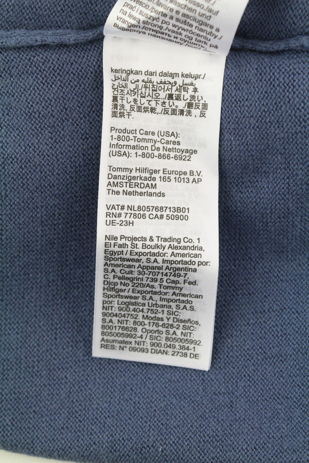 TOMMY HILFIGER Pima Org Ctn Cashmere V Neck vyriškas megztinis XS mėlynas megztinis megztinis 