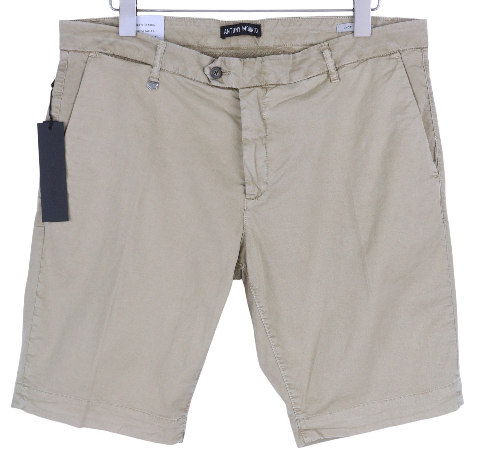 ANTONY MORATO Bryan Men Shorts W38 Beige Chino Zip Fly Pockets Logos Casual