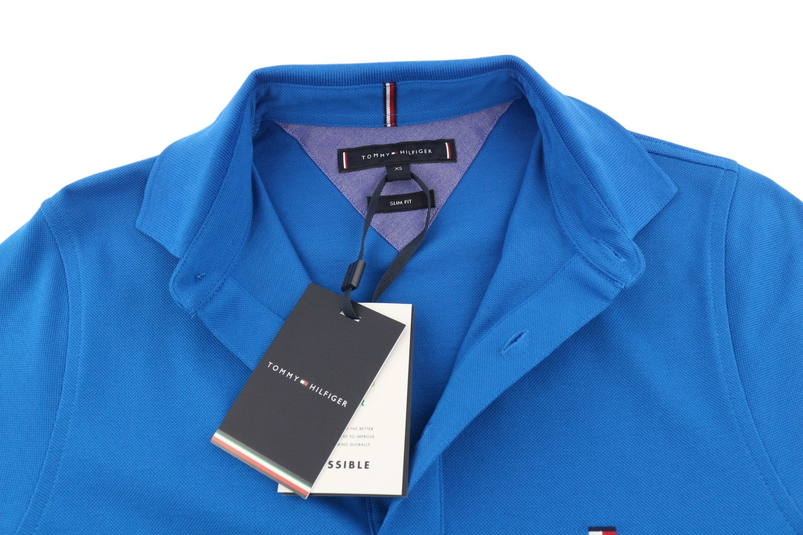 TOMMY HILFIGER Slim Polo mėlyni vyriški marškinėliai XS dydžio, trumpomis rankovėmis, laisvalaikio logotipu, rekomenduojama kaina – 70 € 