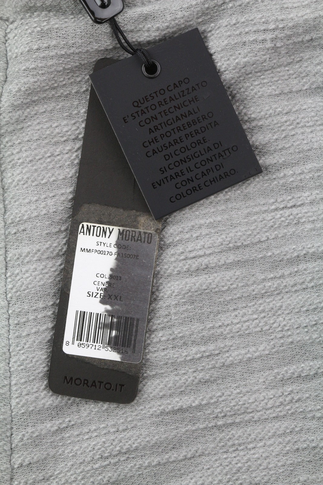 ANTONY MORATO Men Shorts 2XL Melange Grey Sweat Drawstrings Waist Pockets Logo