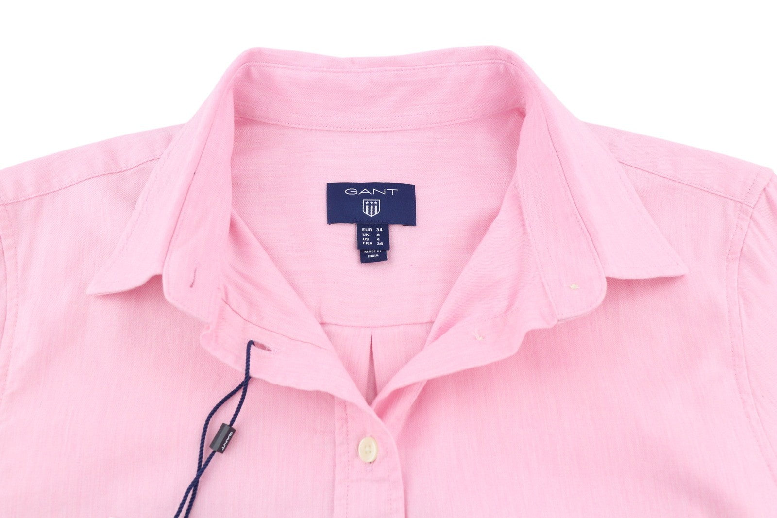 GANT Melange Flannel moteriški marškinėliai EU34 rožiniai sagomis užsegami platėjančios apykaklės laisvalaikio logotipas 