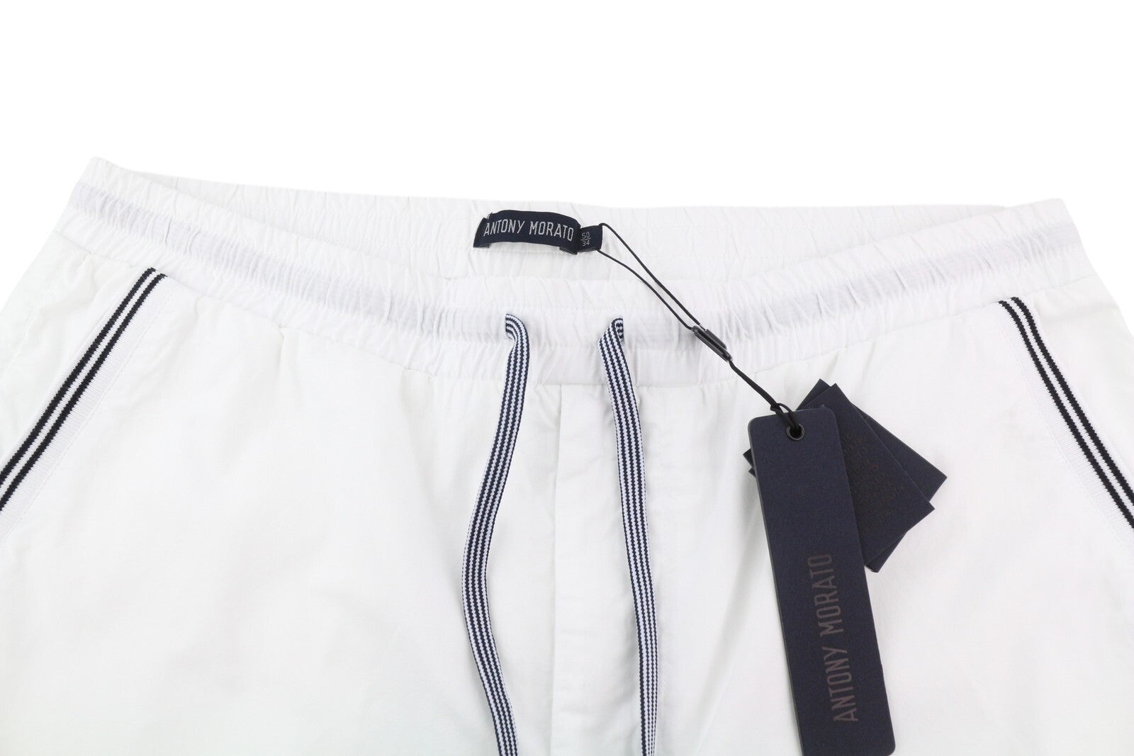 ANTONY MORATO vyriški šortai W34 balti raišteliais su užlenkiamomis kišenėmis laisvalaikiui 