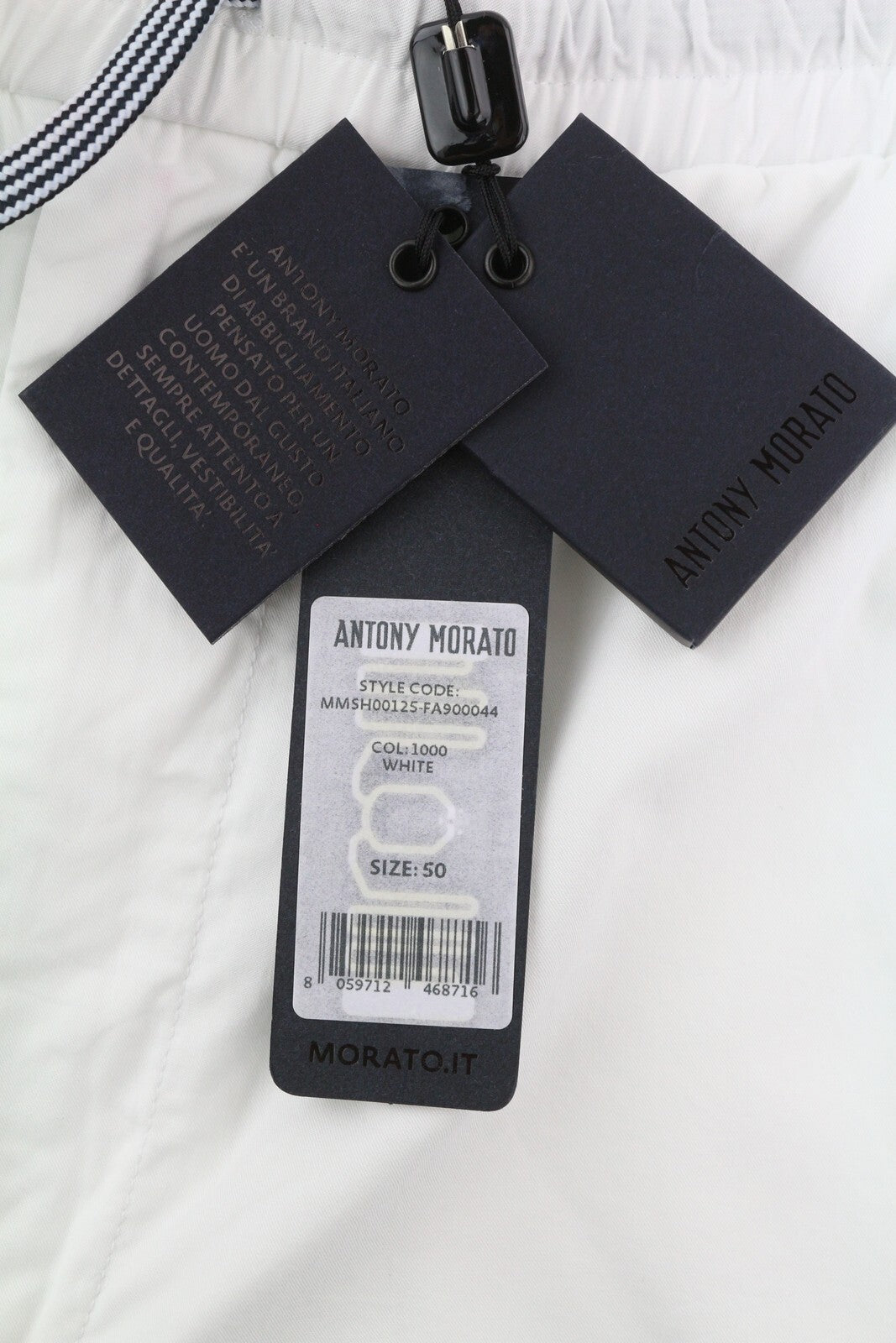 ANTONY MORATO vyriški šortai W34 balti raišteliais su užlenkiamomis kišenėmis laisvalaikiui 