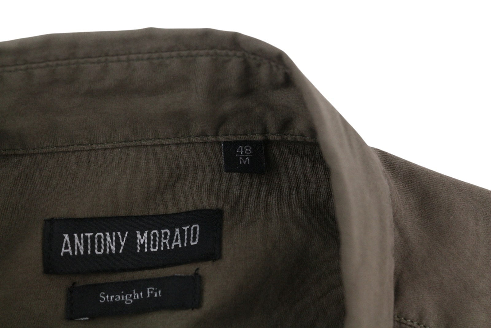 ANTONY MORATO vyriški marškinėliai M rudi, tiesaus kirpimo, su sagomis atlenkiama iškirpte, logotipu, trumpomis rankovėmis