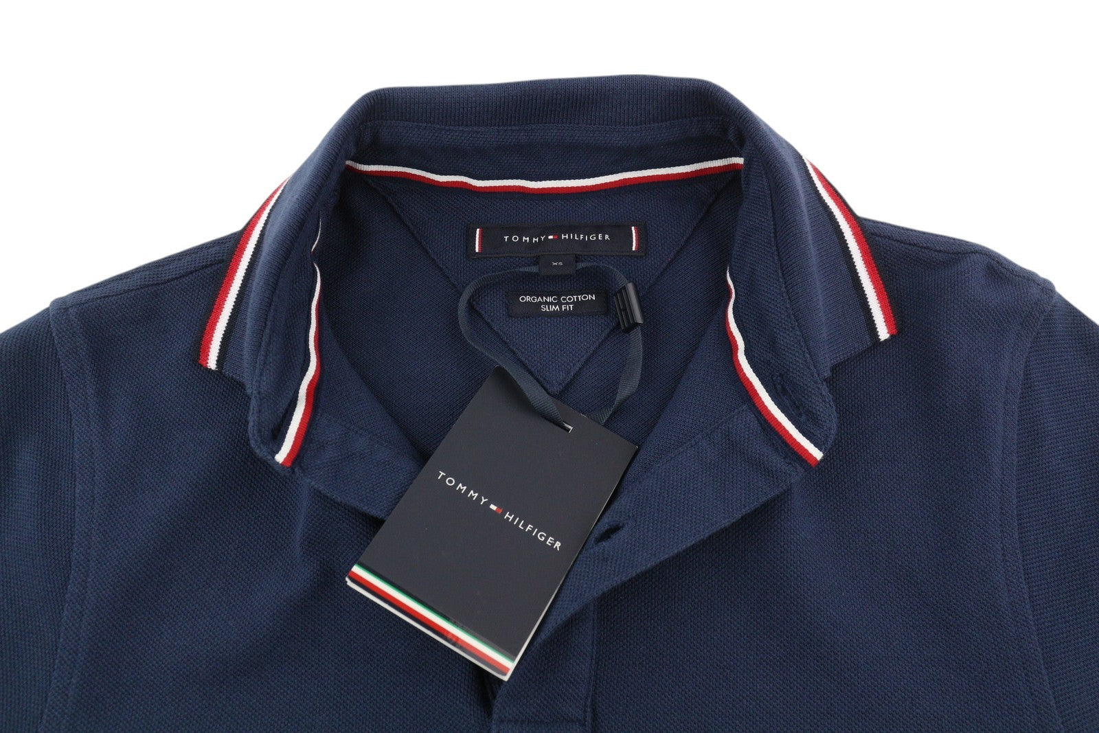 TOMMY HILFIGER Tipped SL mėlyni vyriški marškinėliai XS dydžio, ekologiškos medvilnės, plono kirpimo polo marškinėliai, rekomenduojama kaina – 80 € 