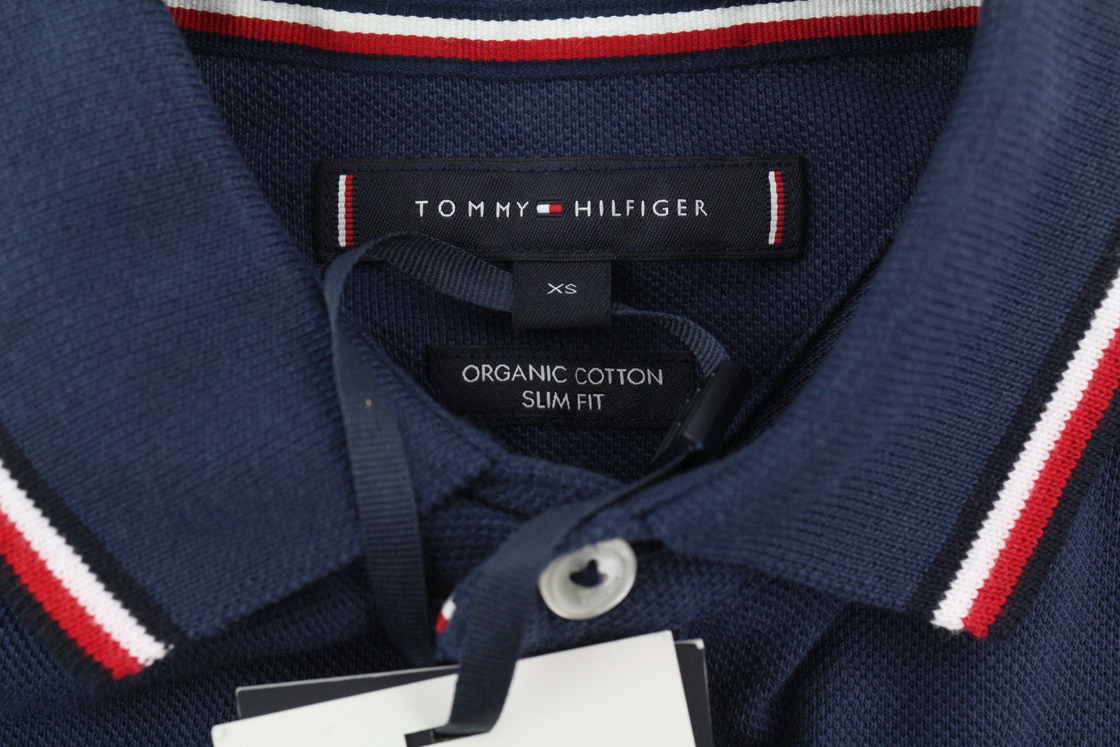 TOMMY HILFIGER Tipped SL mėlyni vyriški marškinėliai XS dydžio, ekologiškos medvilnės, plono kirpimo polo marškinėliai, rekomenduojama kaina – 80 € 