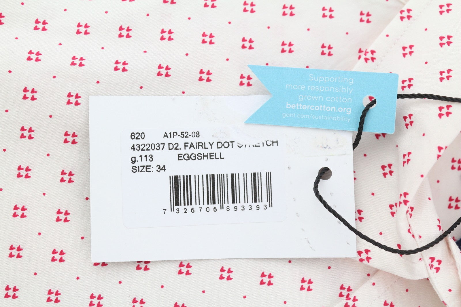 GANT „Fair Dot“ tamprūs moteriški marškinėliai, EU34, plataus kaklo, sagomis užsegami, raštuoti, balti 