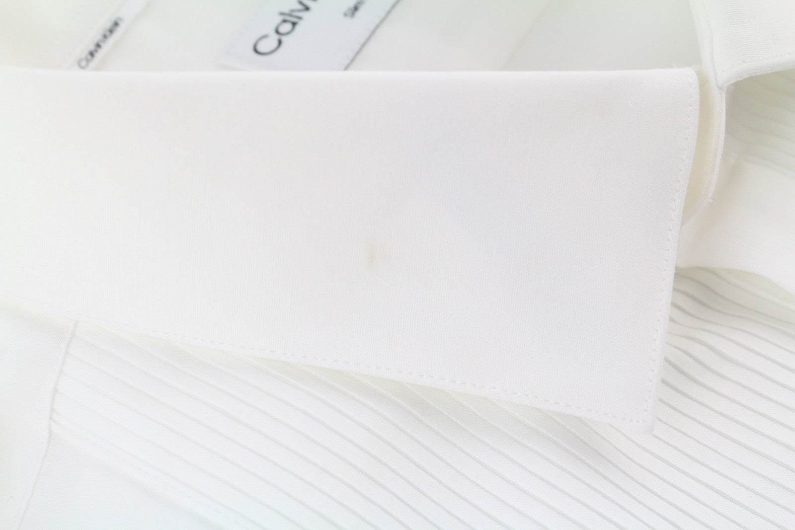 CALVIN KLEIN Evening Tuxedo Slim vyriški oficialūs marškinėliai 42 XL balti klostuoti mygtukai 