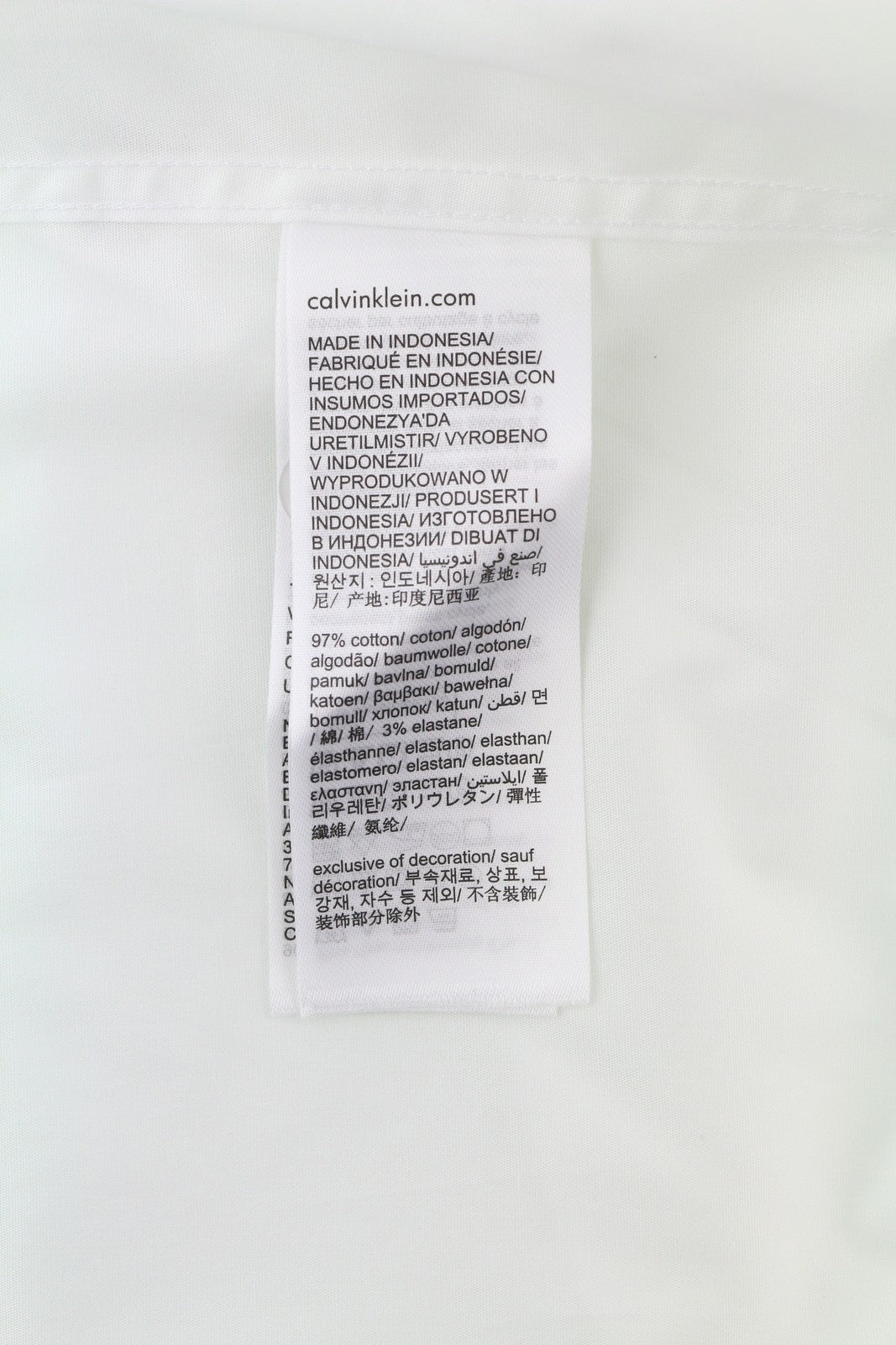 CALVIN KLEIN Poplin Stretch Slim vyriški formalūs marškinėliai 43 / 17 XL balti sagų išskleidimai 