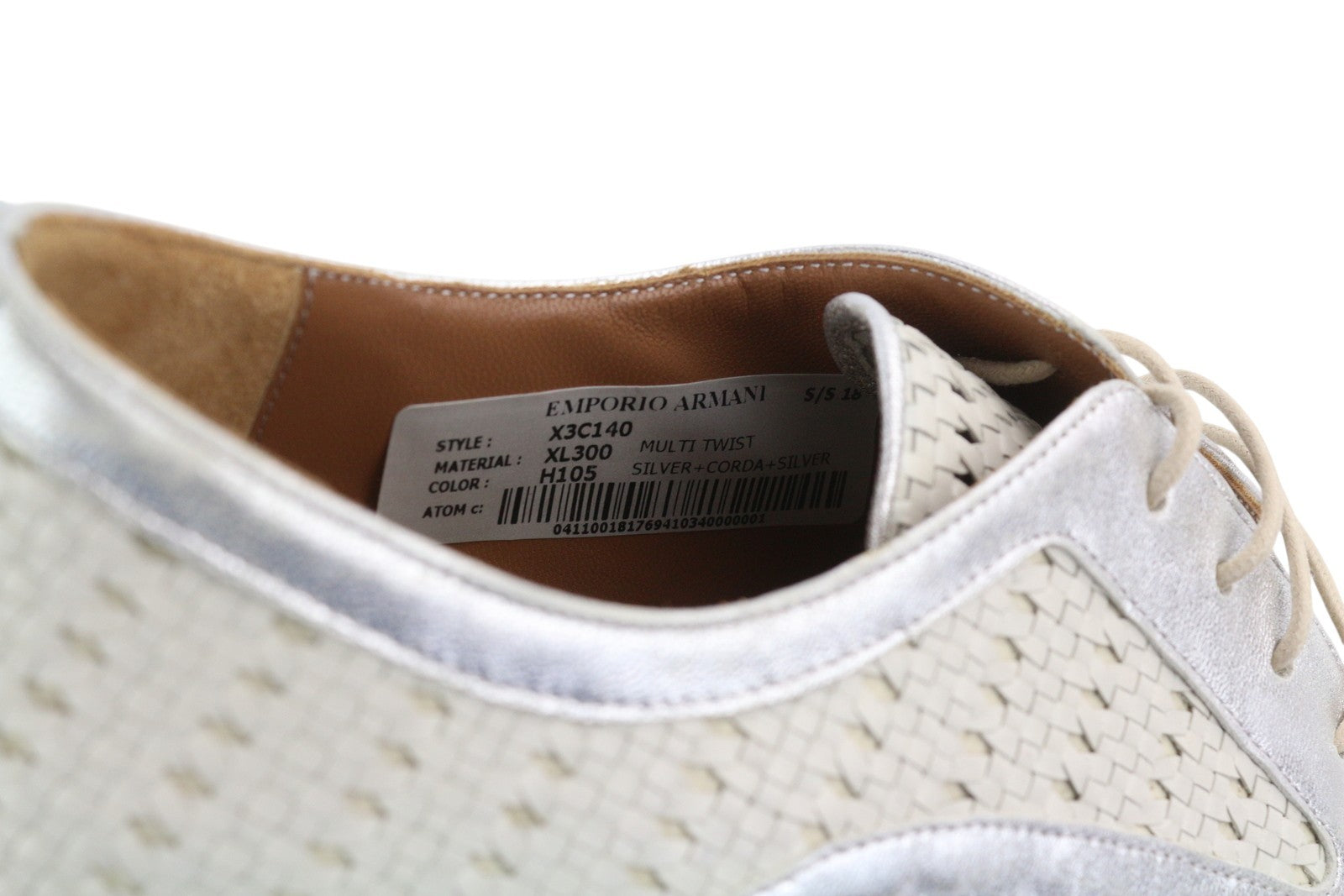 EMPORIO ARMANI X3C140 moteriški bateliai, 37 dydžio, blizgantys sidabriniai, suvarstomi platforma. 