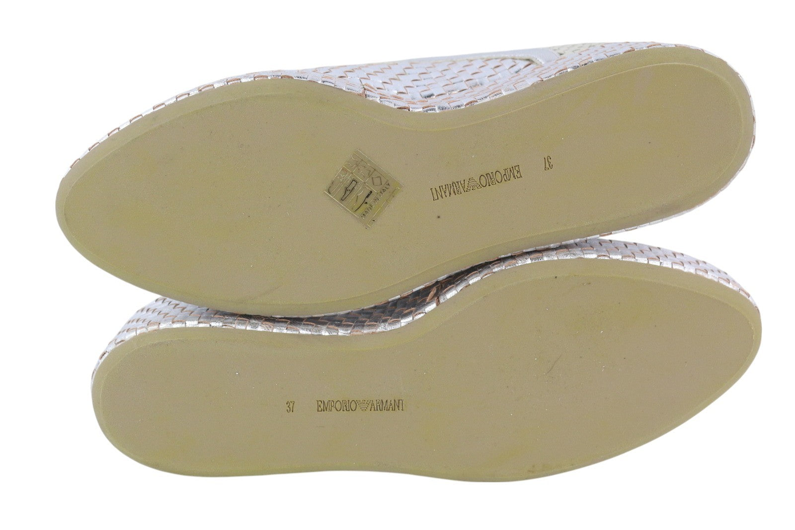 EMPORIO ARMANI X3C140 moteriški bateliai, 37 dydžio, blizgantys sidabriniai, suvarstomi platforma. 