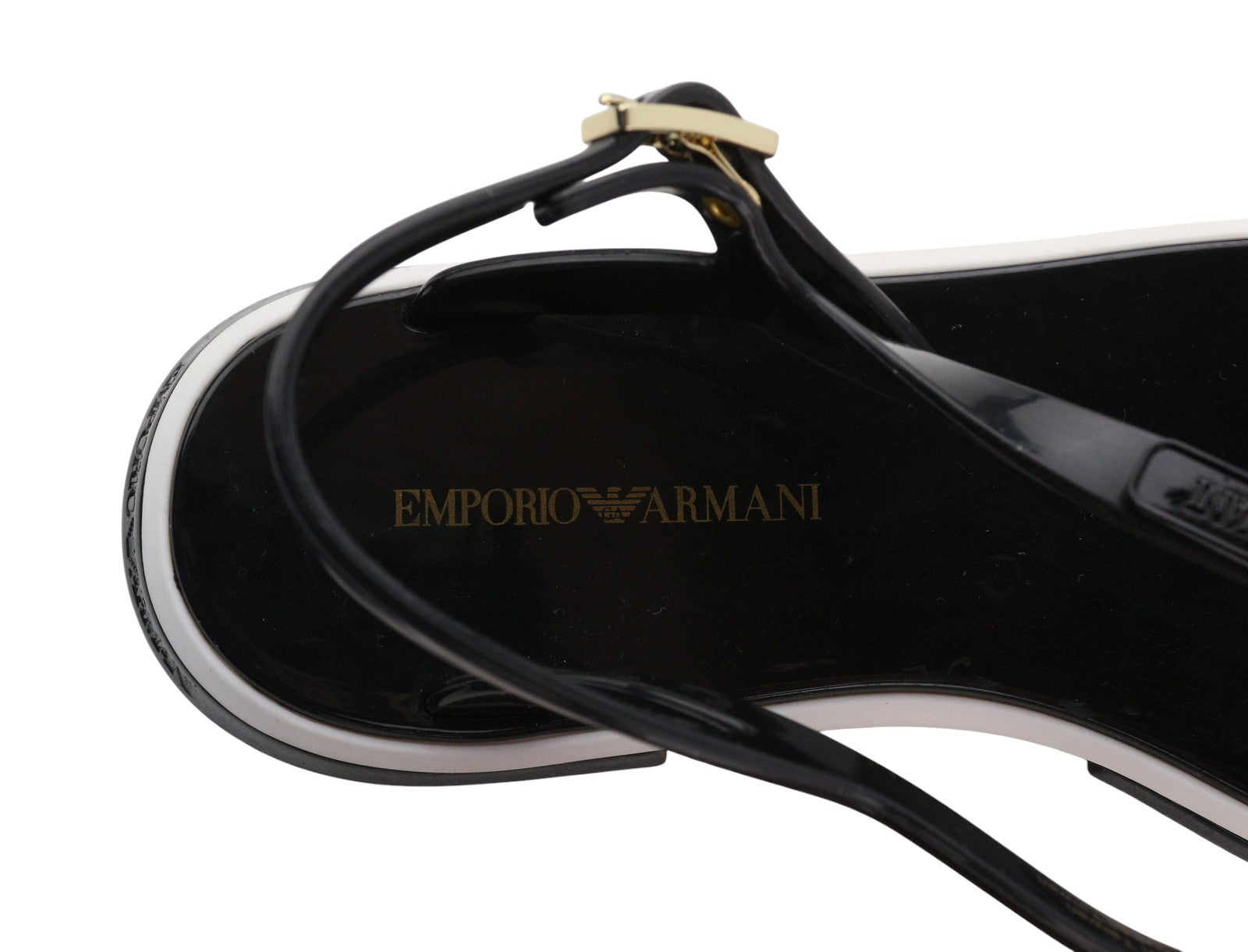 EMPORIO ARMANI moteriškos basutės, 37 €, juodos, su dirželiu, atvira nosele 