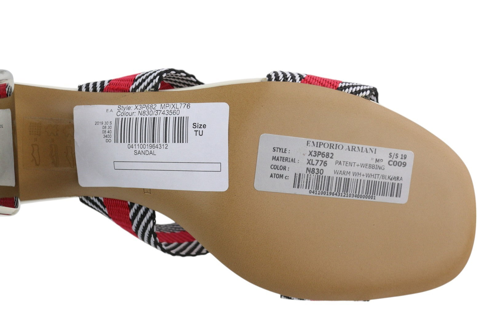 EMPORIO ARMANI X3P682 moteriškos basutės, 37 dydžio, spalvingos, užmaunamos, blizgantis blokinis kulnas. 