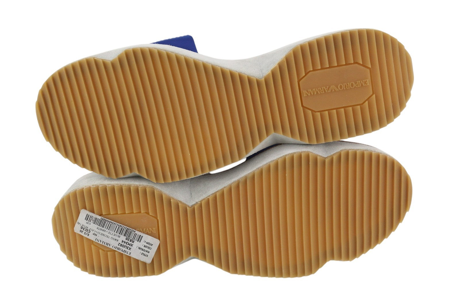 EMPORIO ARMANI X3U092 moteriškos basutės, 37 dydis, mėlynos, baltos, platforminės, atviros nosies. 