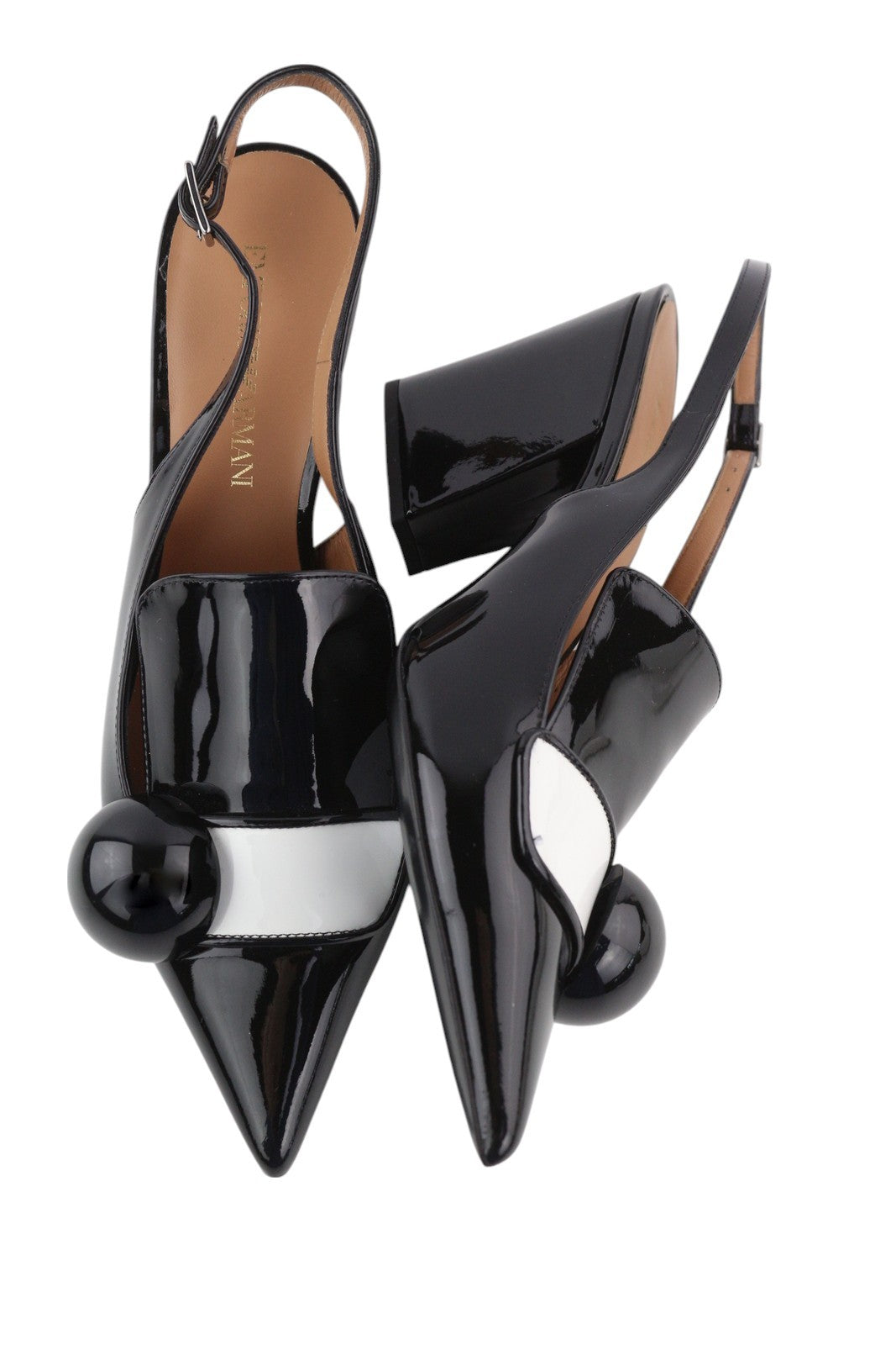 EMPORIO ARMANI X3F134 moteriški aukštakulniai EU37 juodos lakuotos odos smailios nosies sagtimi 