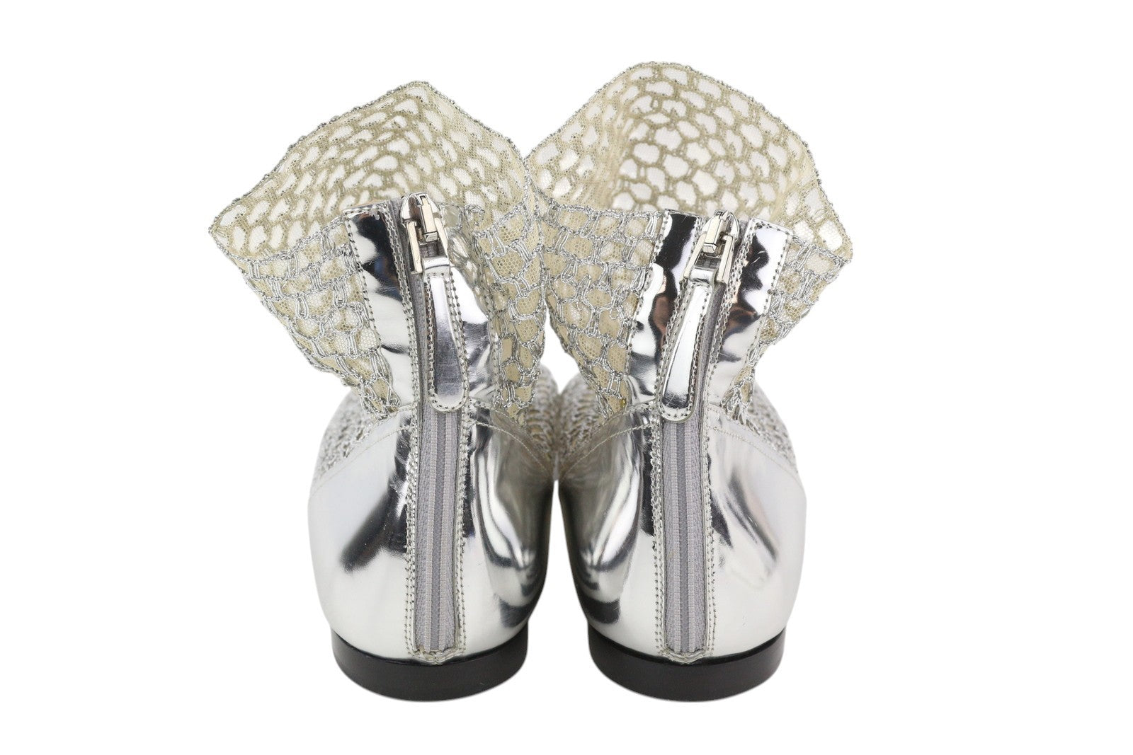 EMPORIO ARMANI X3M308 moteriški bateliai, 37 dydžio, sidabriniai, blizgantys, be kulkšnių, plokščiapadžiai. 