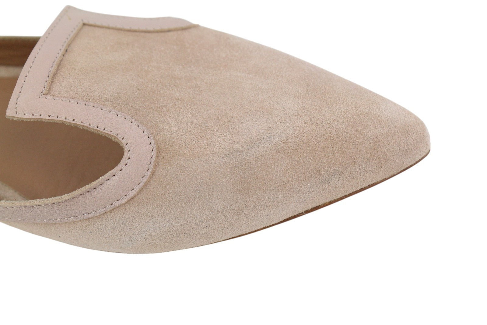 EMPORIO ARMANI X3D225 moteriški bateliai su smėlio spalvos zomša ir odiniais smailiais nosimis 