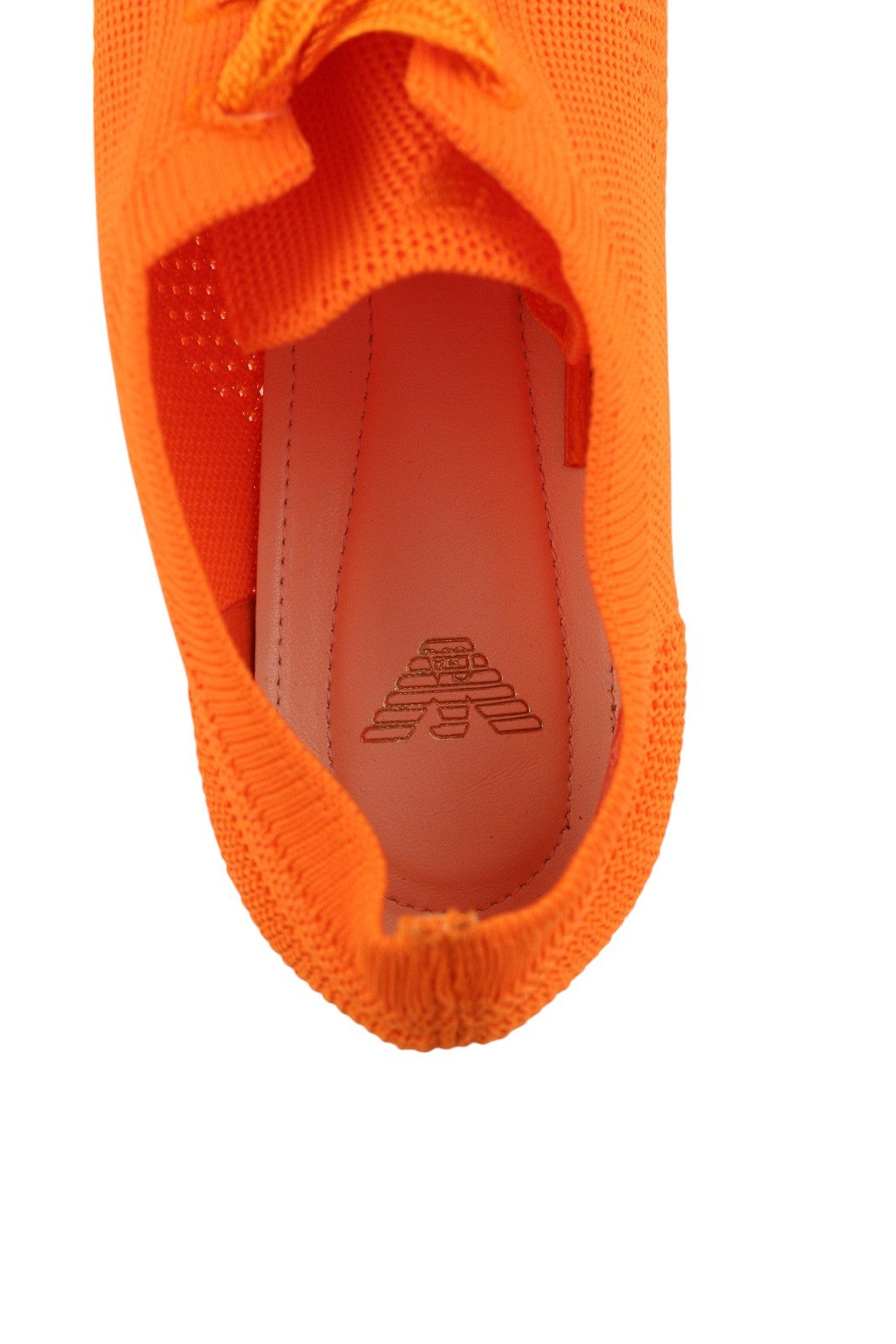 EMPORIO ARMANI X3C148 moteriški sportbačiai, EU37, oranžiniai, žemi, suvarstomi, megzti, plokščiapadžiai batai. 