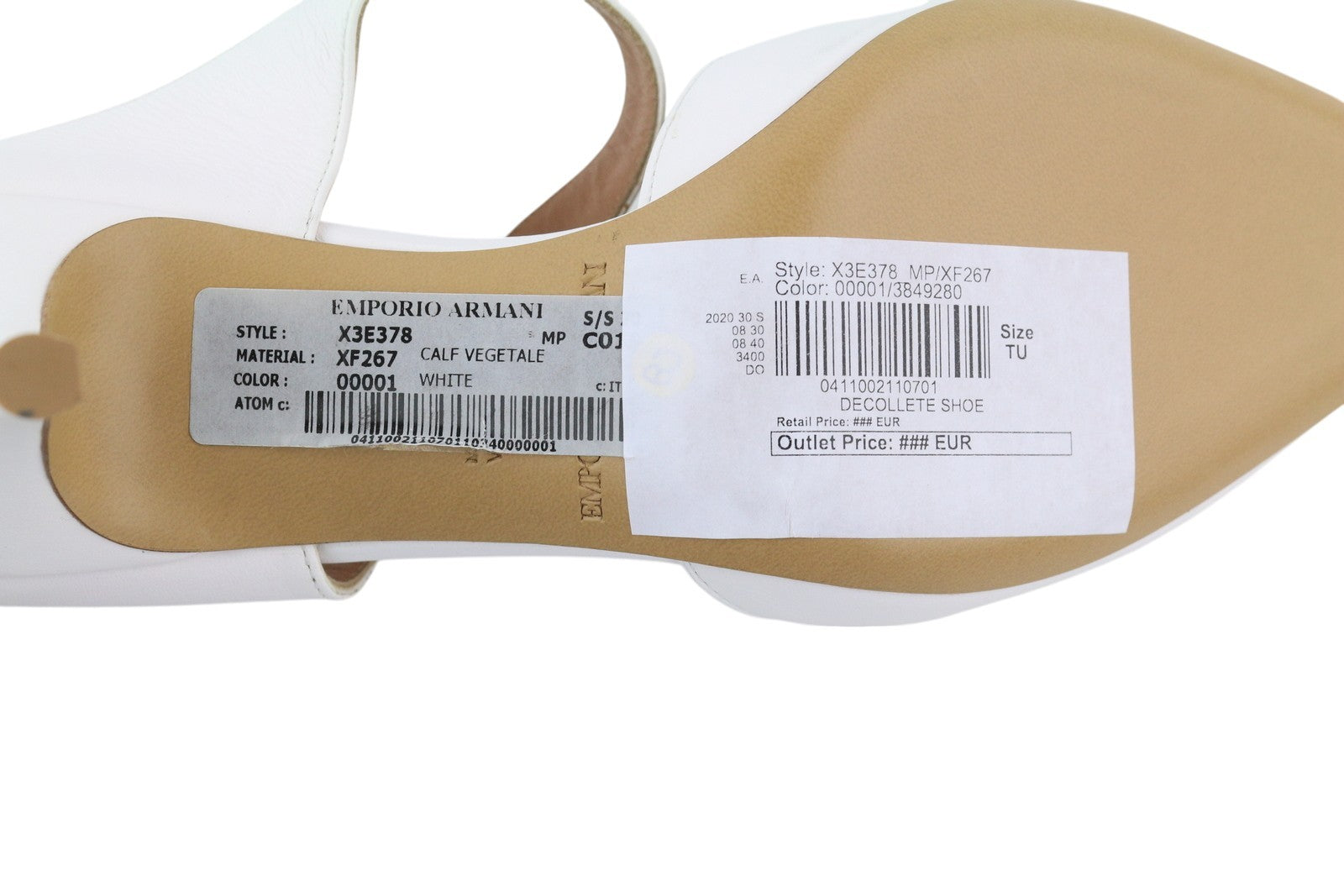 EMPORIO ARMANI X3E378 moteriški aukštakulniai, baltos odos, su iškirpte, užsegami, smailūs... 