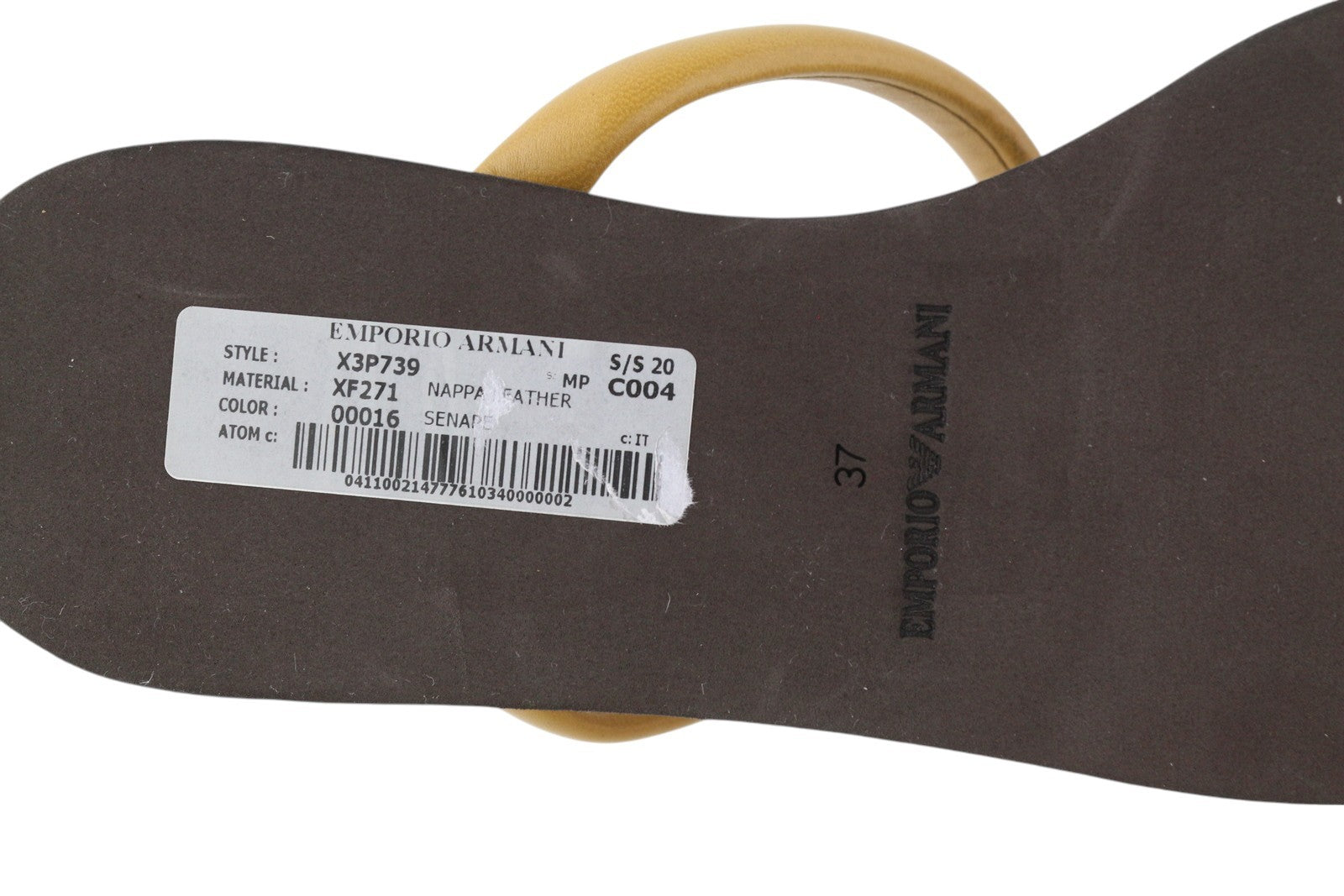 EMPORIO ARMANI X3P739 moteriškos basutės, 37 dydžio, smėlio spalvos, odinės, be kulnų, įsispiriamos. RMK 129 €. 