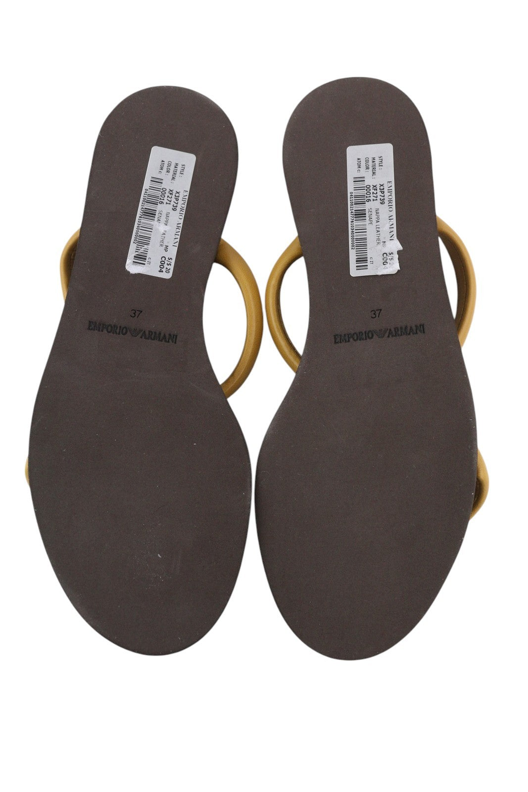 EMPORIO ARMANI X3P739 moteriškos basutės, 37 dydžio, smėlio spalvos, odinės, be kulnų, įsispiriamos. RMK 129 €. 