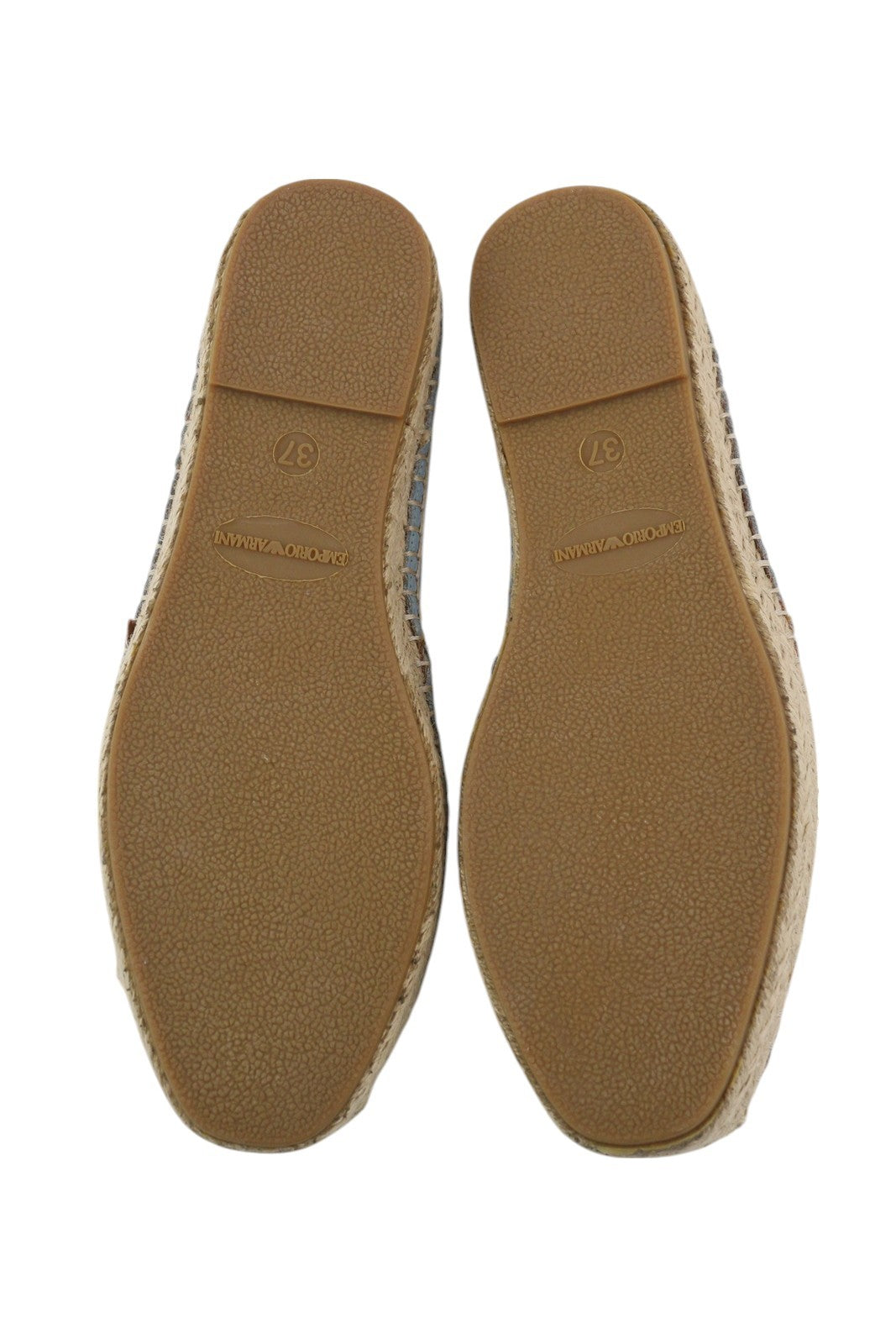 EMPORIO ARMANI X35025 moteriški bateliai su šviesiai mėlyna odine espadrile, įmaunami 