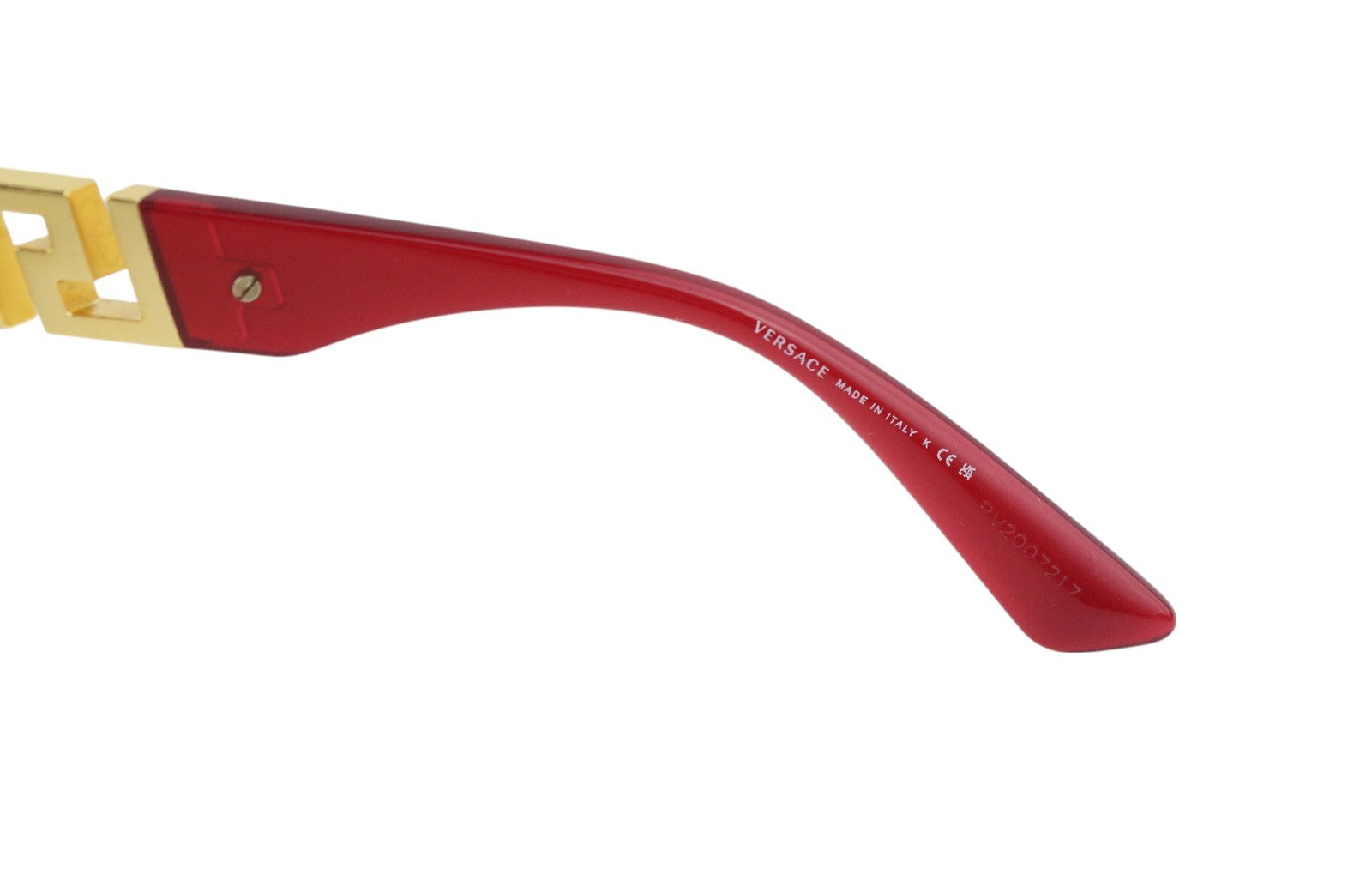 VERSACE 4418 moteriški akiniai nuo saulės OS su raudonais aukso atspalviais ir kvadratinėmis detalėmis, rekomenduojama kaina – 299 € 