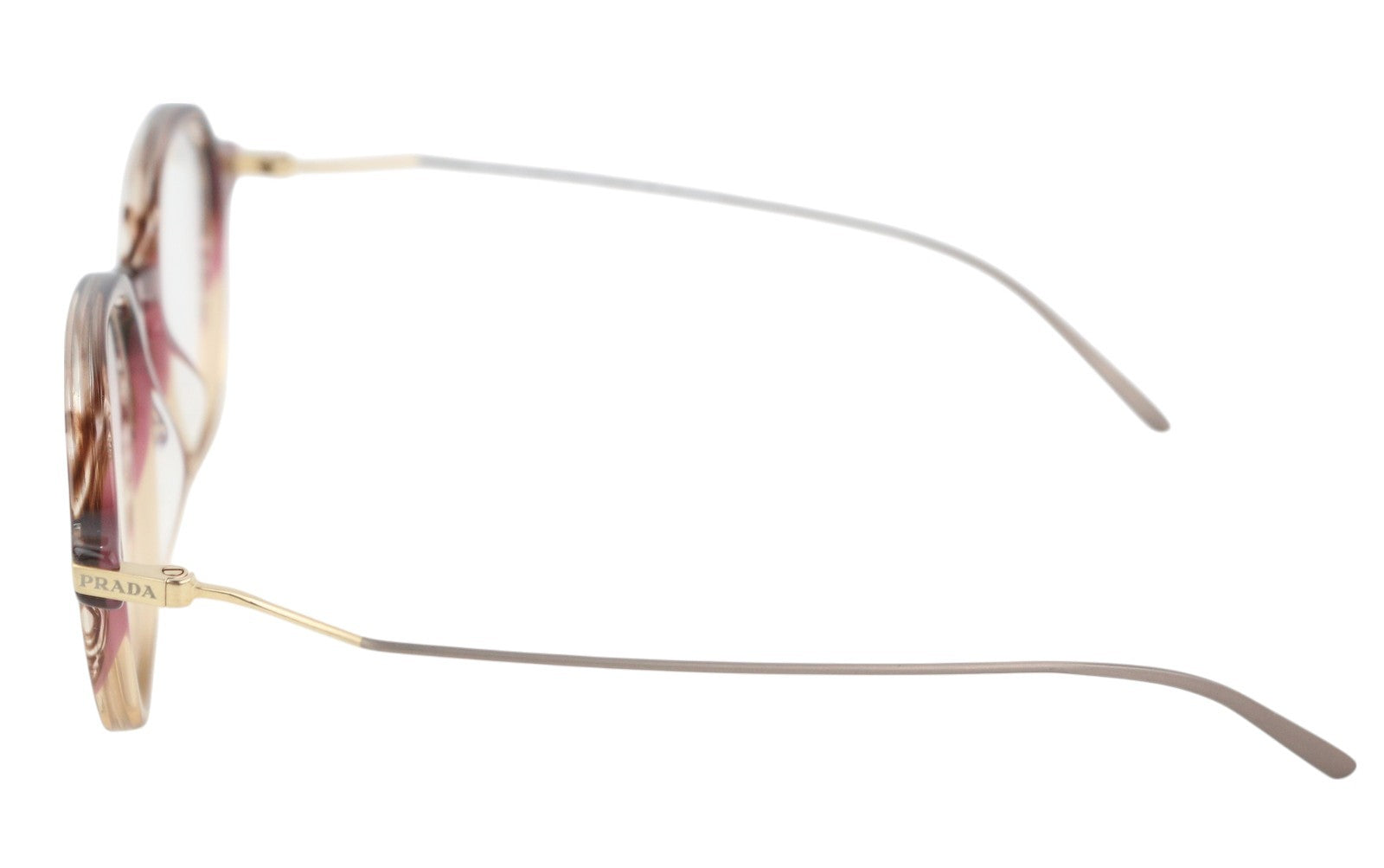 PRADA 0PR07YV vyriški akiniai nuo saulės su rudais raštuotais ovalo formos lęšiais ir logotipu, rekomenduojama kaina – 431 € 