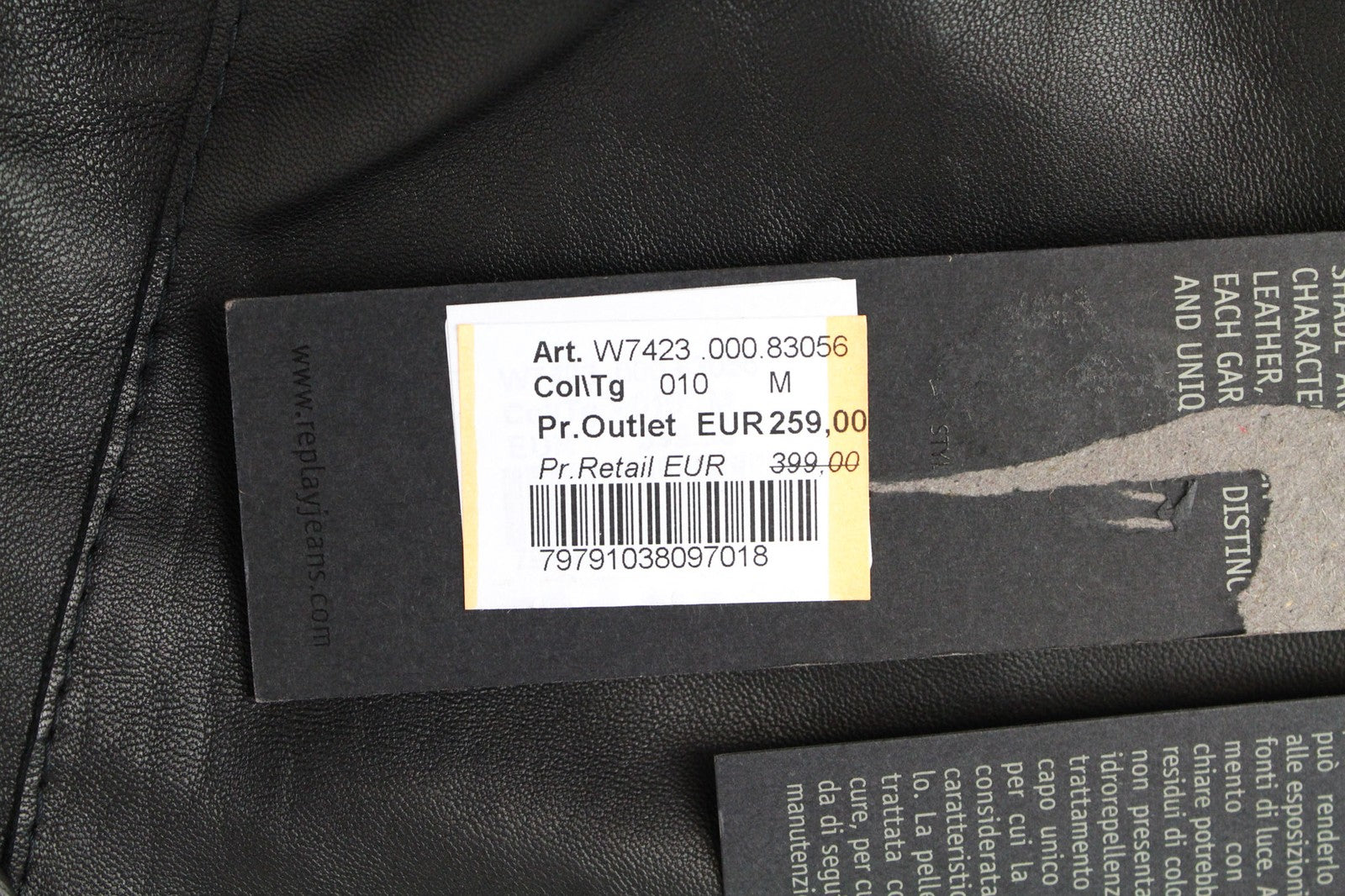 REPLAY moteriška baikerių striukė M, juoda, su užtrauktuku, klasikinio stiliaus, su pamušalu, ėriuko oda 