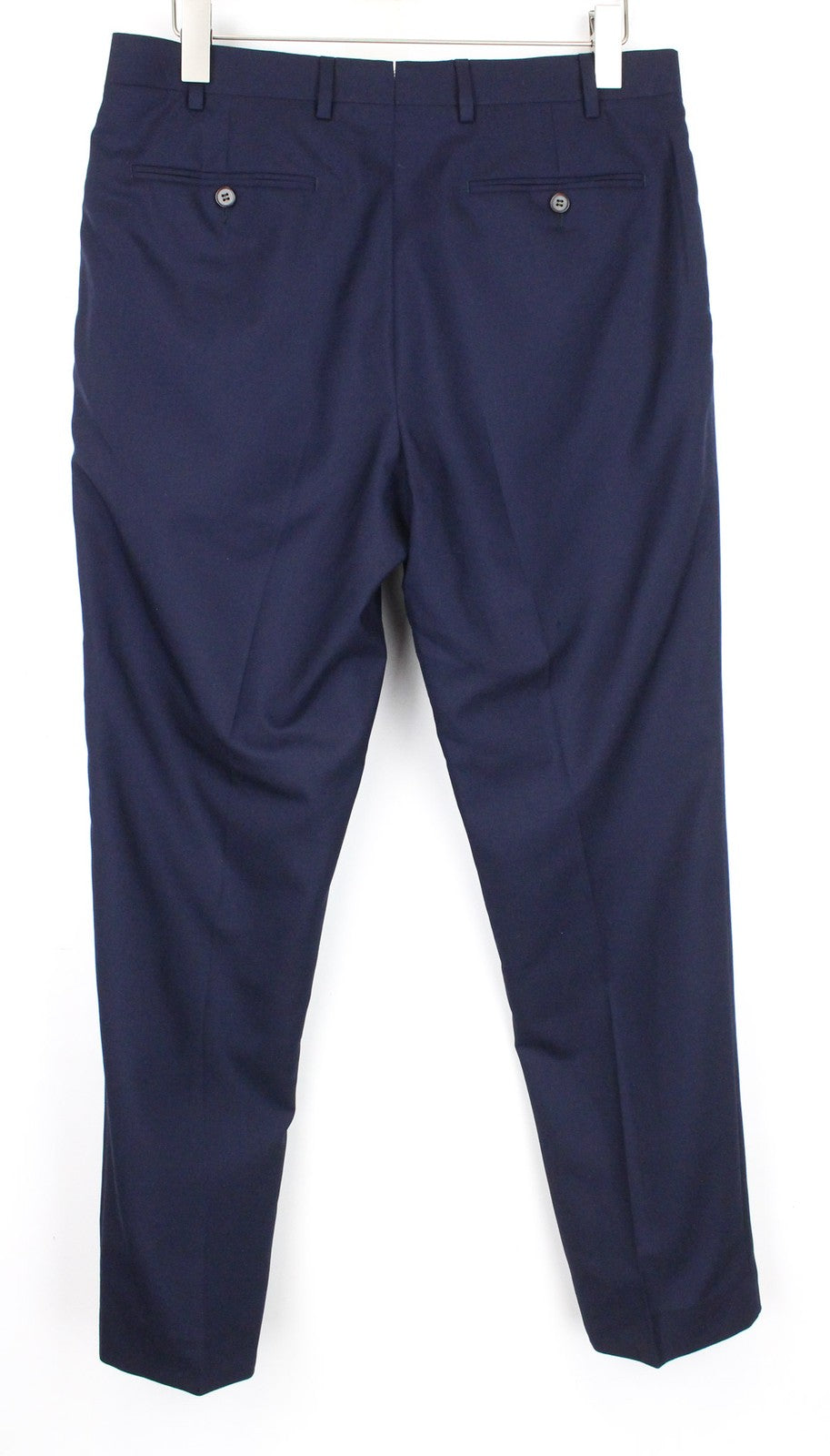 SUITSUPPLY Brescia Men's Trousers UK42S Blue Flat-Front Slim Wool Melange