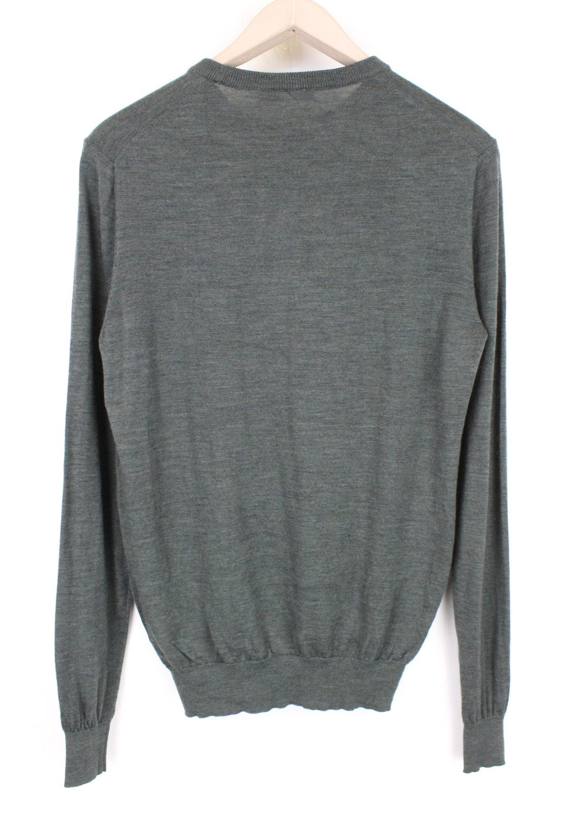 SUITSUPPLY vyriškas megztinis S dydžio megztinis su apvalia kaklo iškirpte, grynos merino vilnos, žalias melanžas 