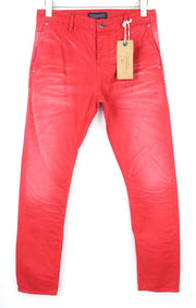 SCOTCH & SODA Raze W28/L32 Men's Chino Red Dyed Slim Fit Non-Stretch Casual