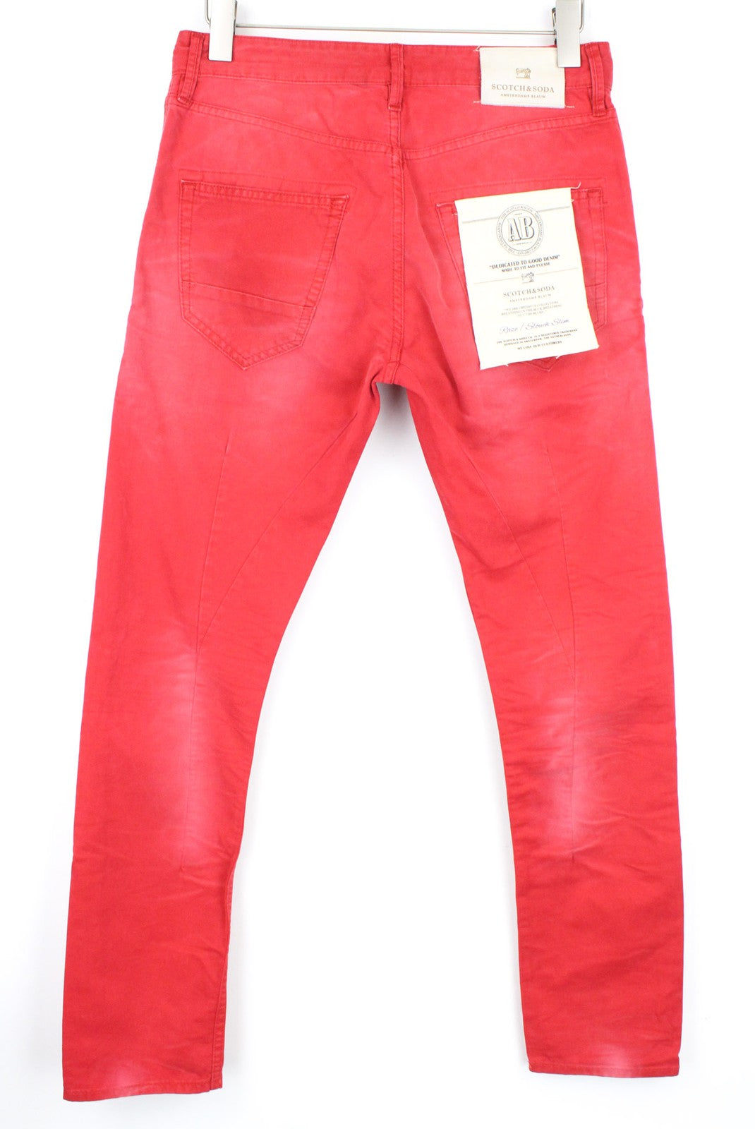 SCOTCH & SODA Raze W28/L32 Men's Chino Red Dyed Slim Fit Non-Stretch Casual