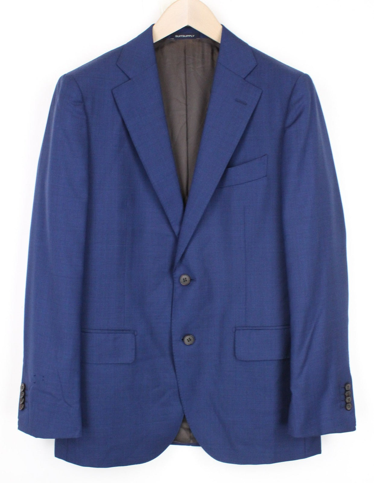 SUITSUPPLY Lazio vyriškas švarkas UK40R plonas mėlynas S110s languotas vilnonis klasikinis švarkas 