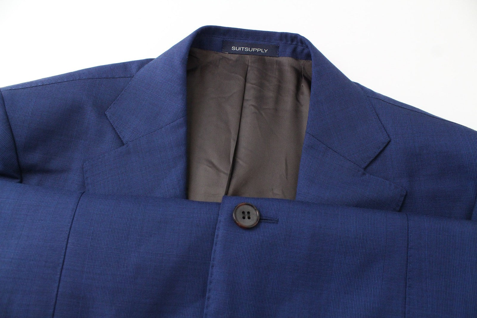 SUITSUPPLY Lazio vyriškas švarkas UK40R plonas mėlynas S110s languotas vilnonis klasikinis švarkas 