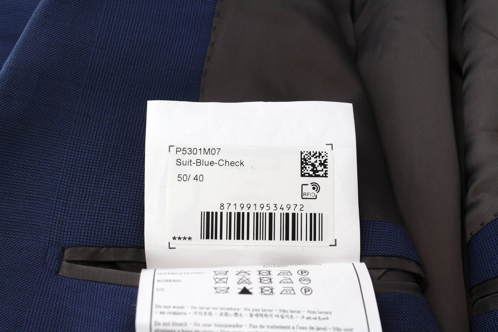 SUITSUPPLY Lazio vyriškas švarkas UK40R plonas mėlynas S110s languotas vilnonis klasikinis švarkas 