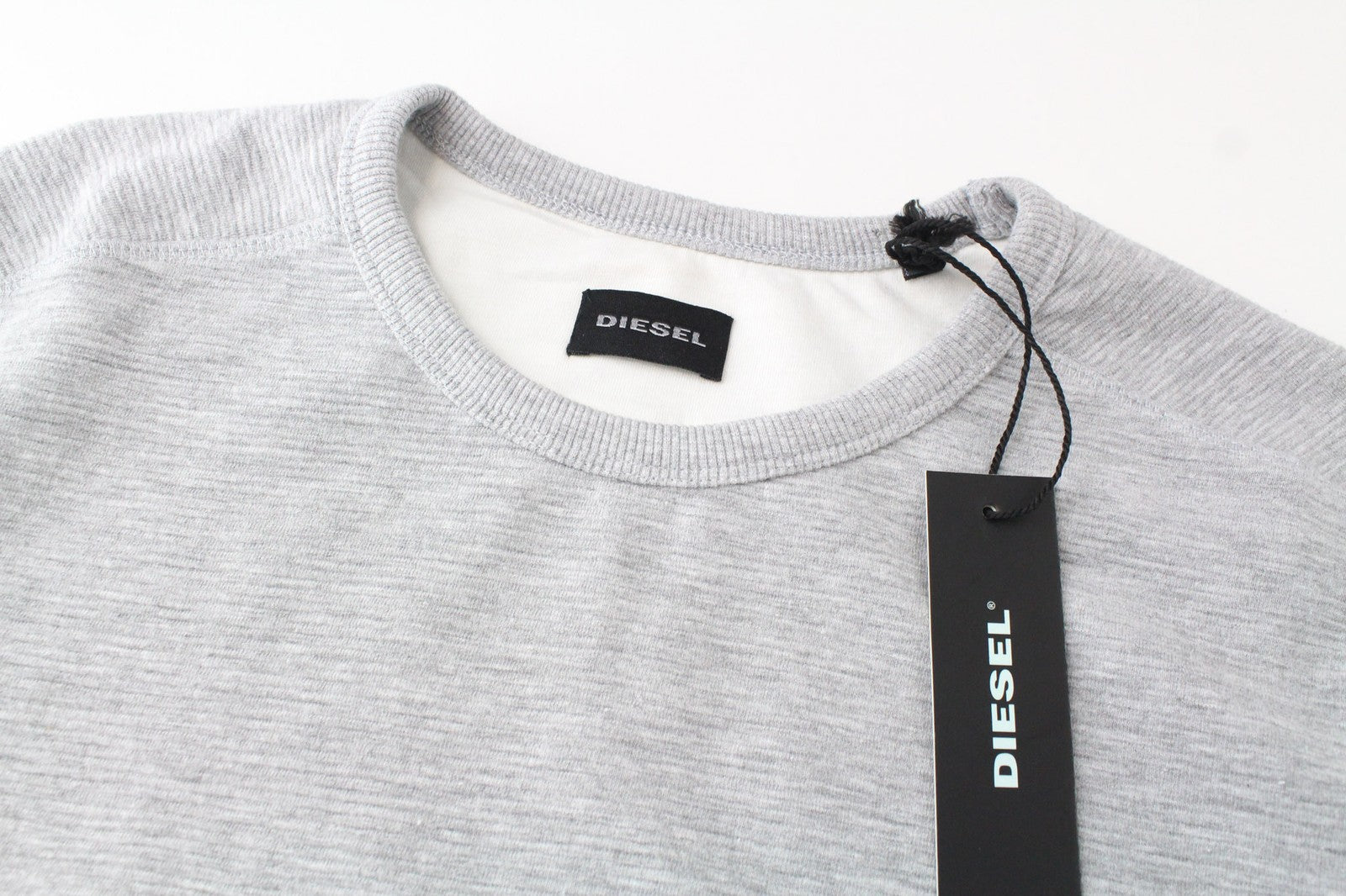 DIESEL S-Willard 0TAMH vyriškas džemperis su pilku melanžu ir apvalia kaklo iškirpte, L dydžio 