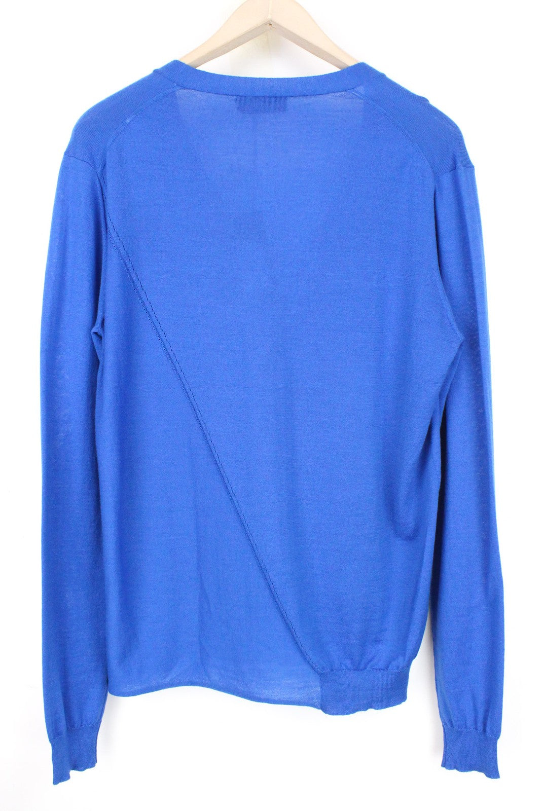 RICHMOND vyriškas kardiganas IT50 mėlynas aptemptas megztinis iš grynos vilnos, tampriai megztas 