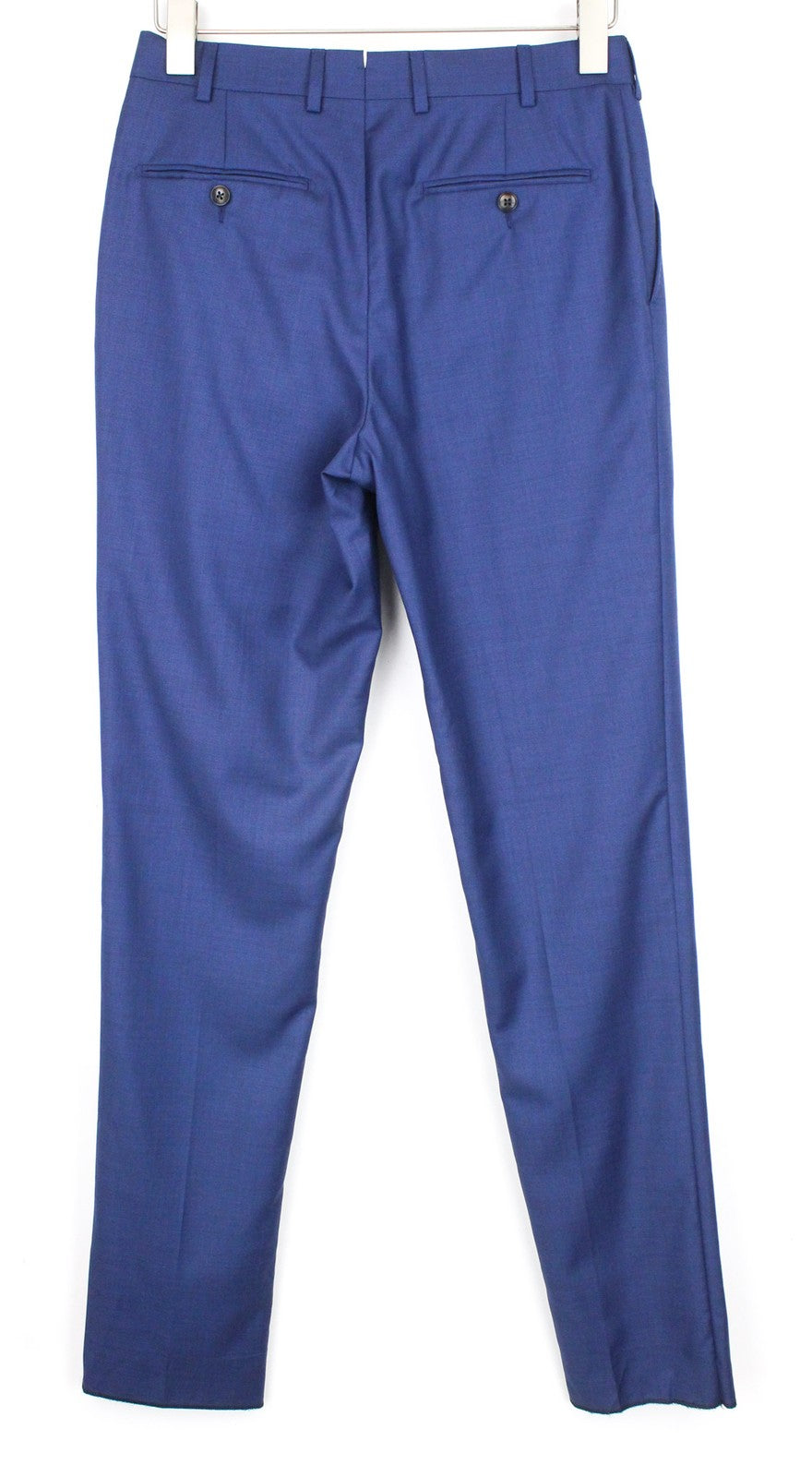 SUITSUPPLY Brescia Pants UK28R Men's Slim Blue Flat-Front Melange Wool Dress