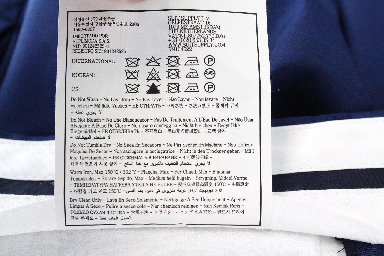 SUITSUPPLY Brescia Pants UK28R Men's Slim Blue Flat-Front Melange Wool Dress