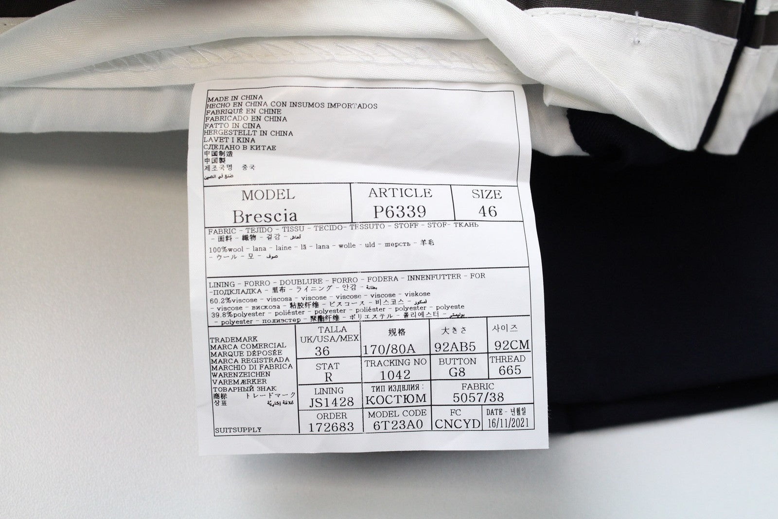 SUITSUPPLY Napoli Suit UK36R Men's Blue Wool 2-Piece Classic Twill Look